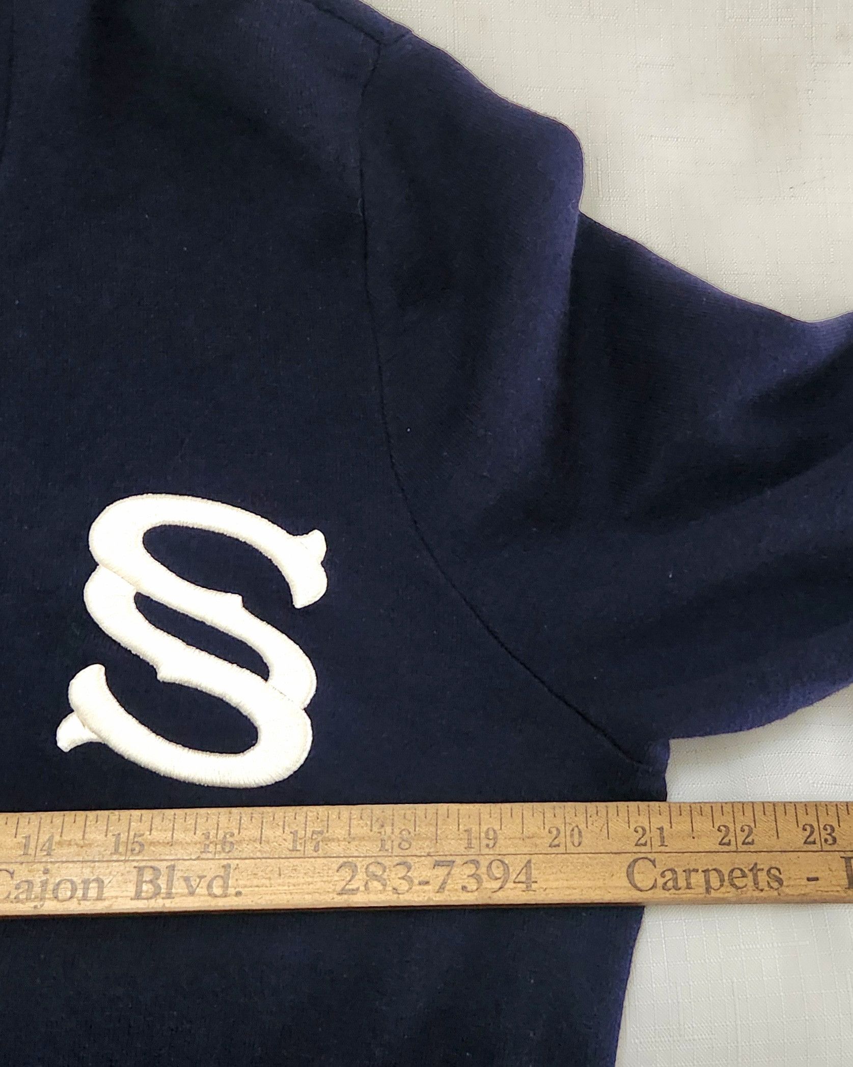 Sandro Sandro Wool & Cotton Blend Cardigan Navy Blue Embroidered Size US L / EU 52-54 / 3 - 9 Thumbnail