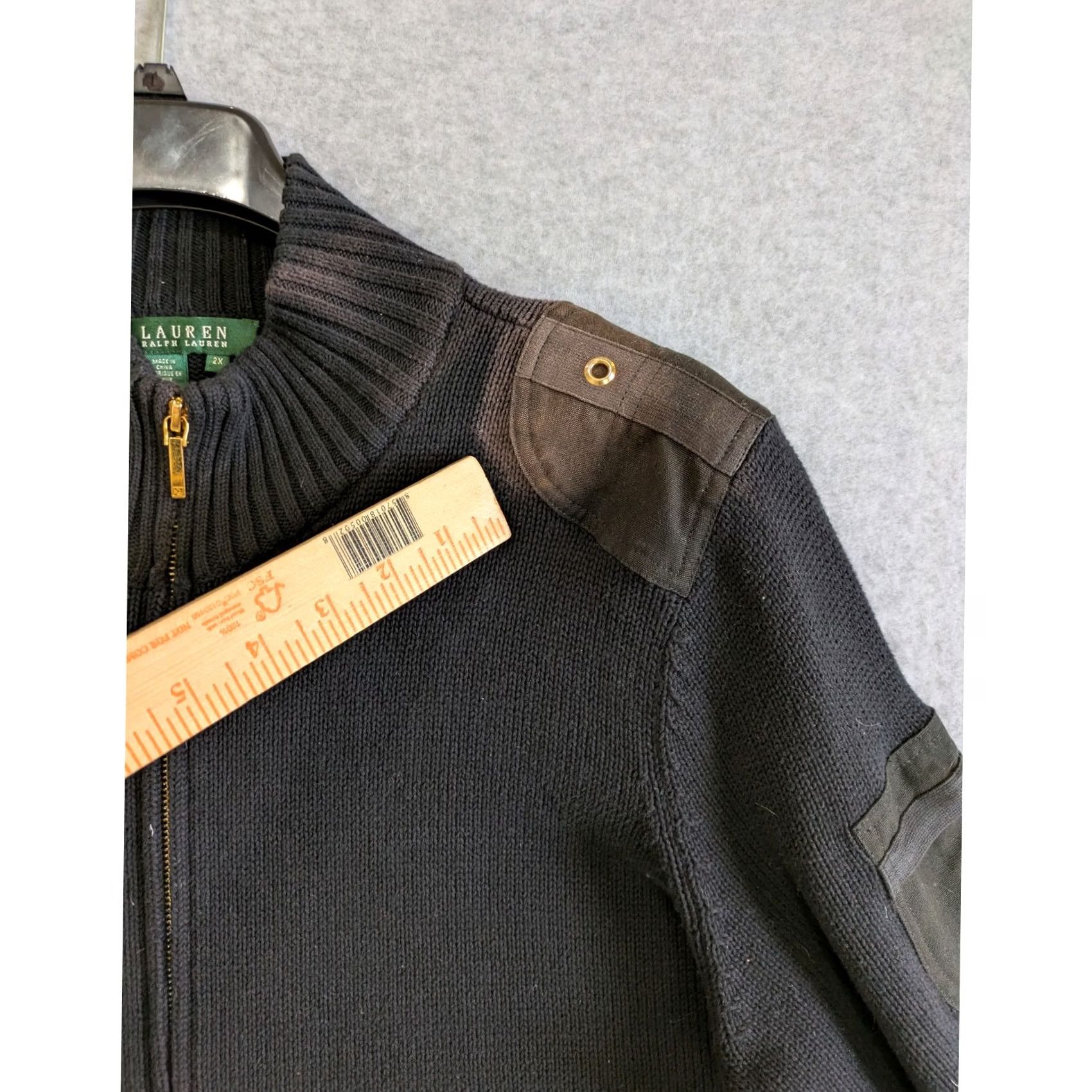 Ralph Lauren VINTAGE Lauren Ralph Lauren Sweater Women 2X Full Zip Shoulder Patched Chunky Knit Black Size XXL / US 16-18 / IT 52-54 - 6 Thumbnail