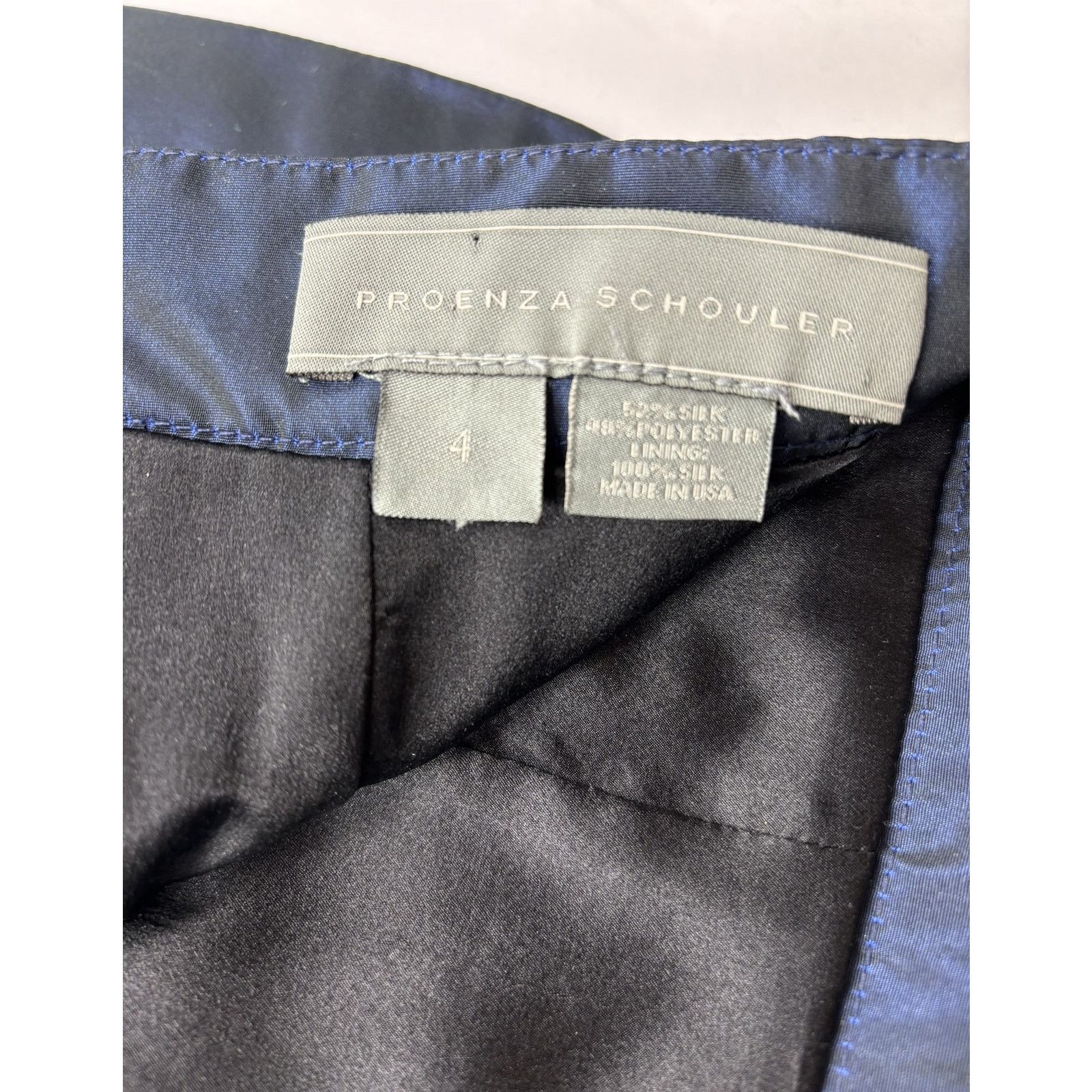 Proenza Schouler Proenza Schouler Navy Blue Silk Skirt 4 Shimmer Metallic Size 27" / US 4 / IT 40 - 6 Thumbnail