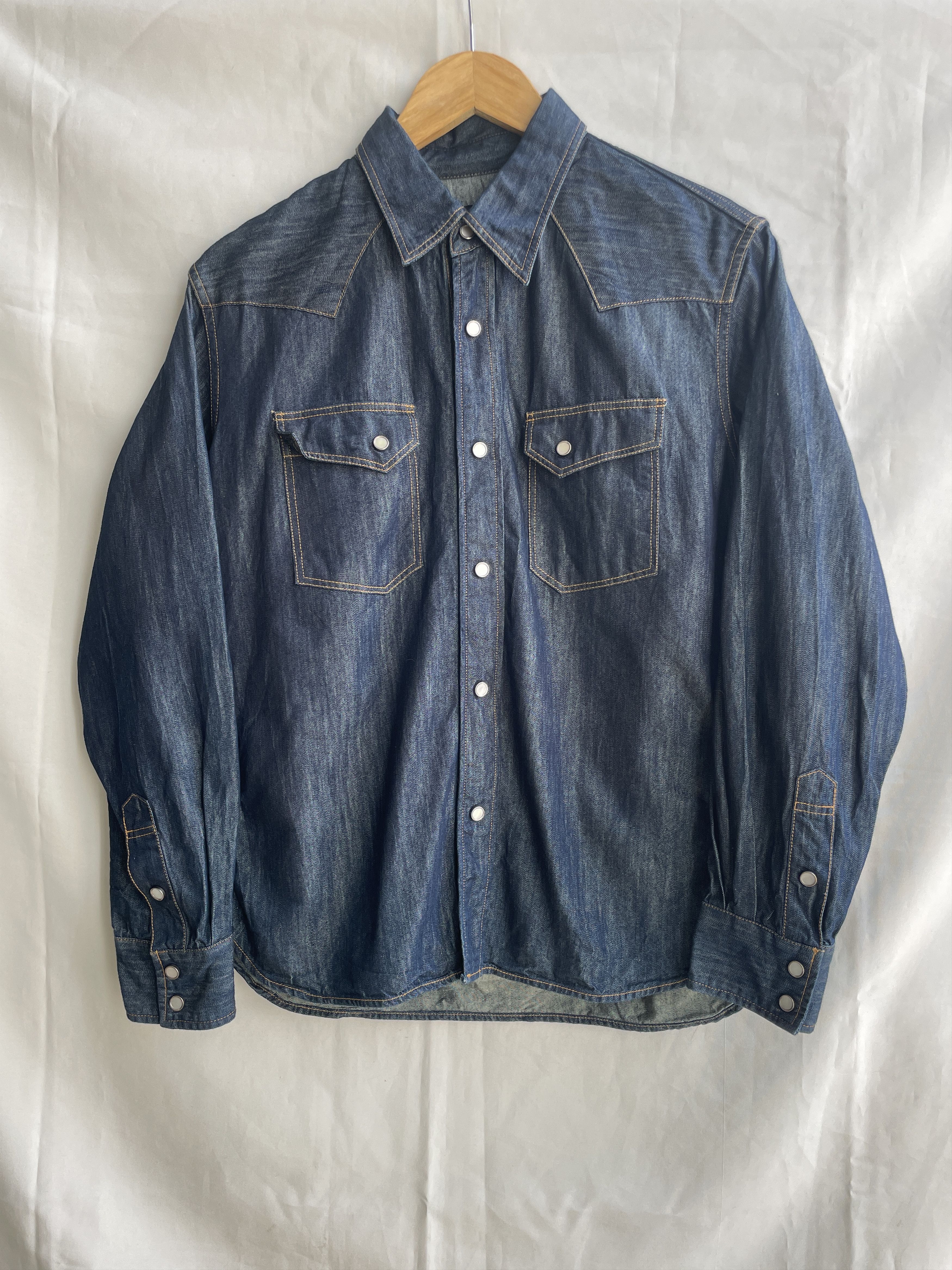 The Flat Head RJB The Flat Head Cotton Silk Denim Western Snap Button Shir Size US XS / EU 42 / 0 - 1 Thumbnail