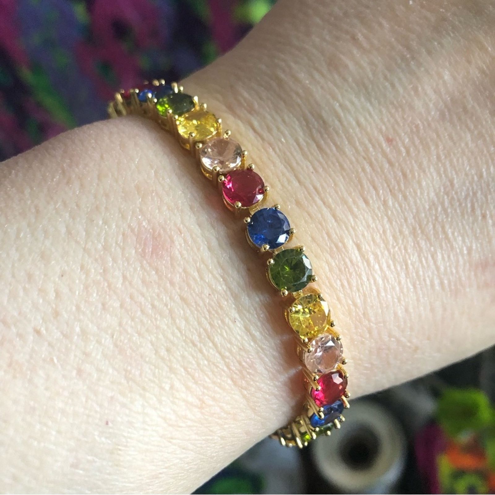 Jewelry Ladies 18kt gold plated 6mm cubic zirconia tennis bracelet Size ONE SIZE - 3 Thumbnail