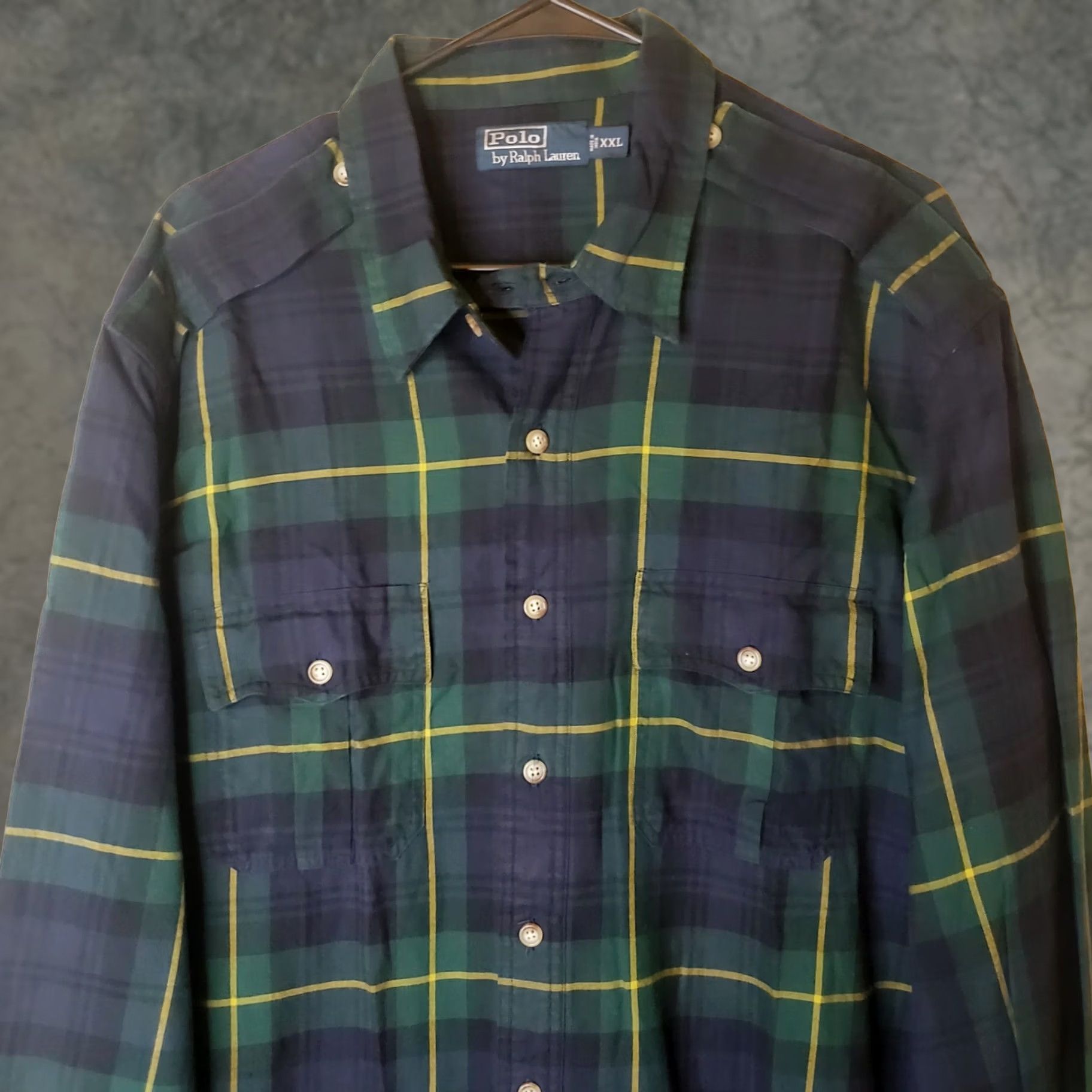 Polo Ralph Lauren Polo Ralph Lauren Shirt 2XL Button-Up Long Sleeve Plaid Blue Green Cotton Flannel Casual Mens Vintage? Size US XXL / EU 58 / 5 - 1 Thumbnail