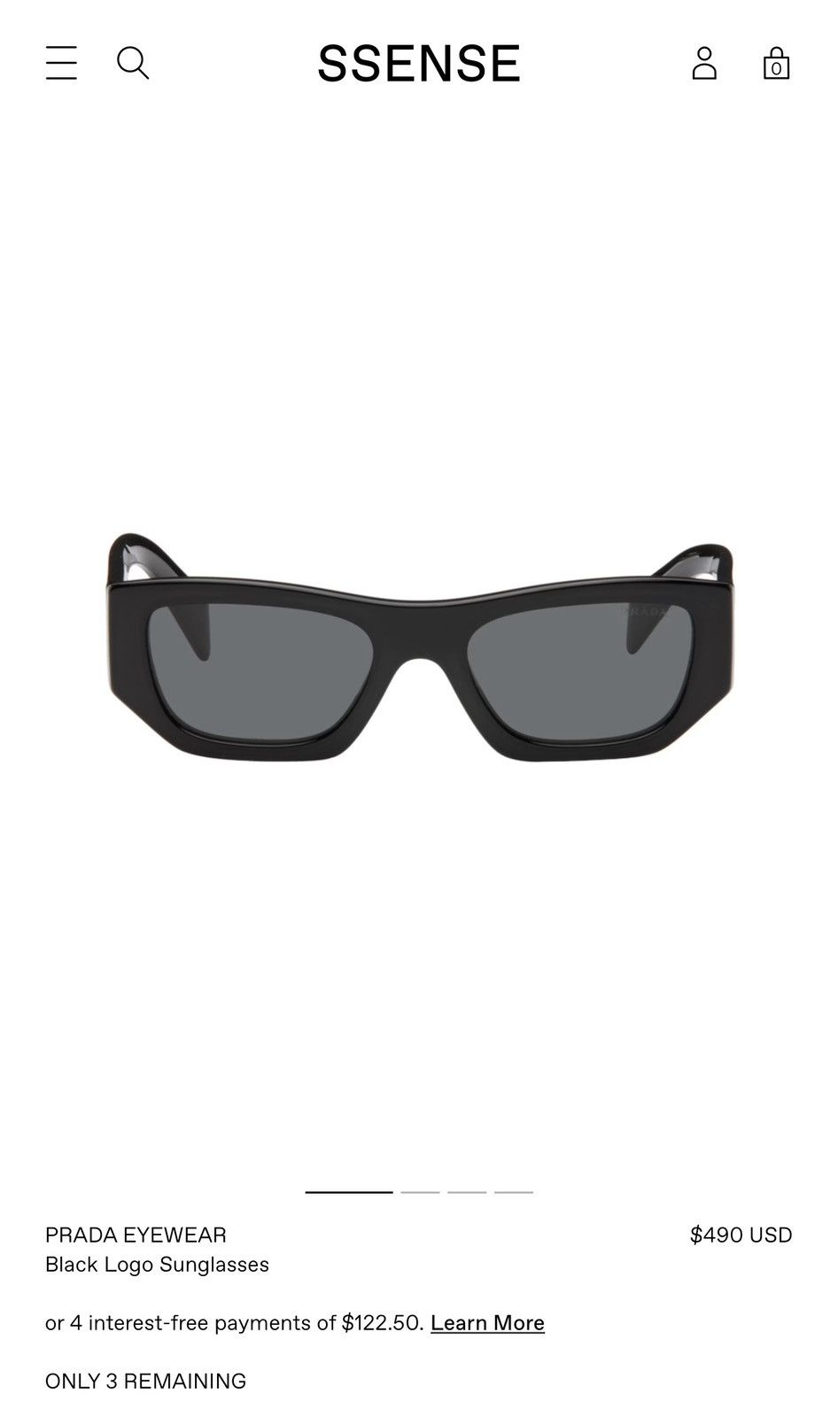 Prada Prada Black Logo Sunglasses Size ONE SIZE - 1 Thumbnail