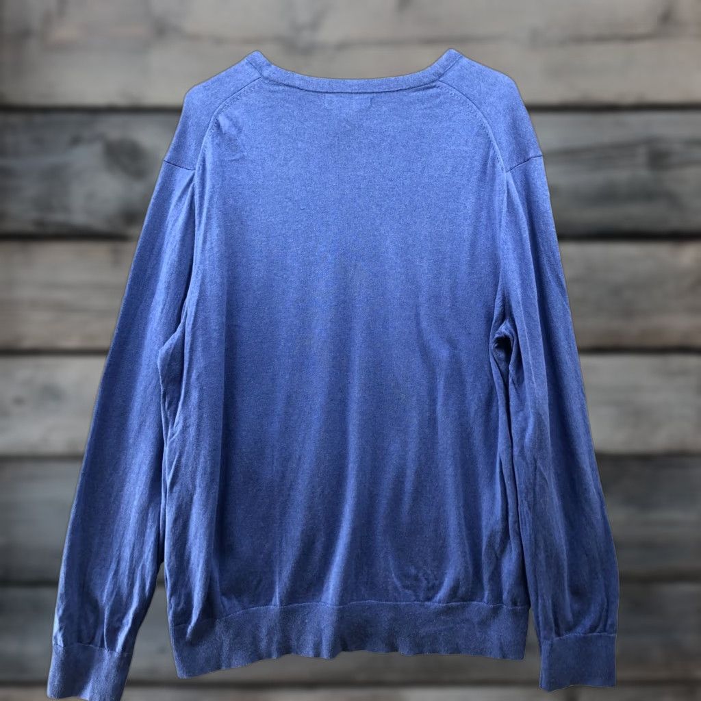 Banana Republic Banana Republic Sweater Mens XL Silk Cotton Cashmere Blue V-Neck Pullover Knit Solid Casual Linen? Size US XL / EU 56 / 4 - 1 Thumbnail