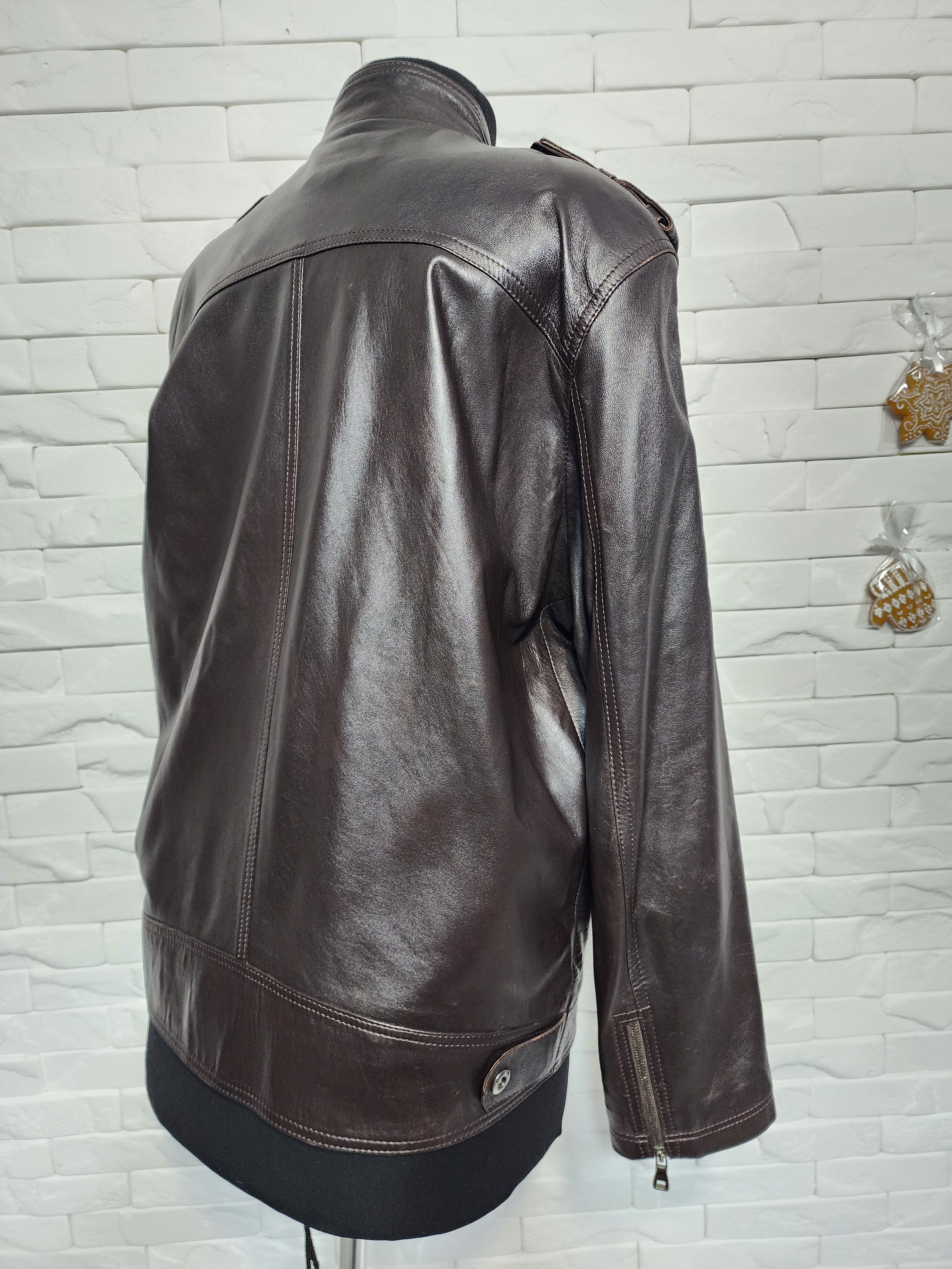 Uniqlo Brown Leather Jacket: Men's Sport Coat Size US L / EU 52-54 / 3 - 5 Thumbnail