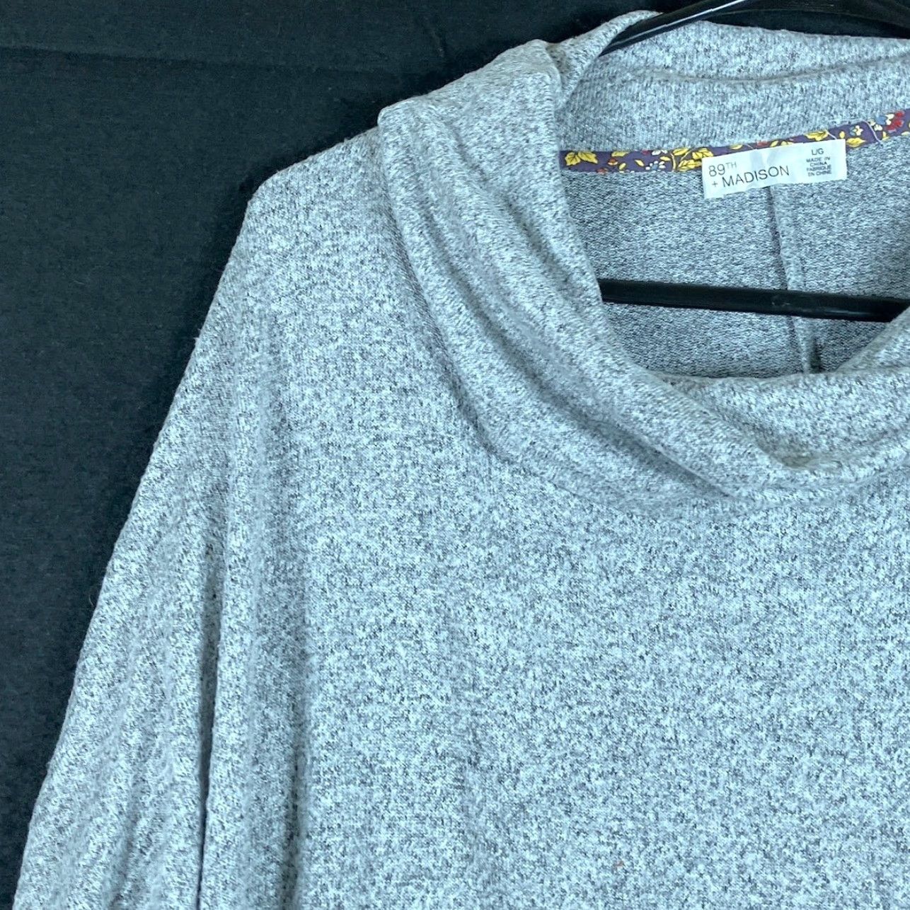 Vintage 89th & Madison Womens Sweater Gray Cowl Neck Knit Stretch L Woolless? (Note: Unable to confirm material blend) Size L / US 10 / IT 46 - 4 Thumbnail