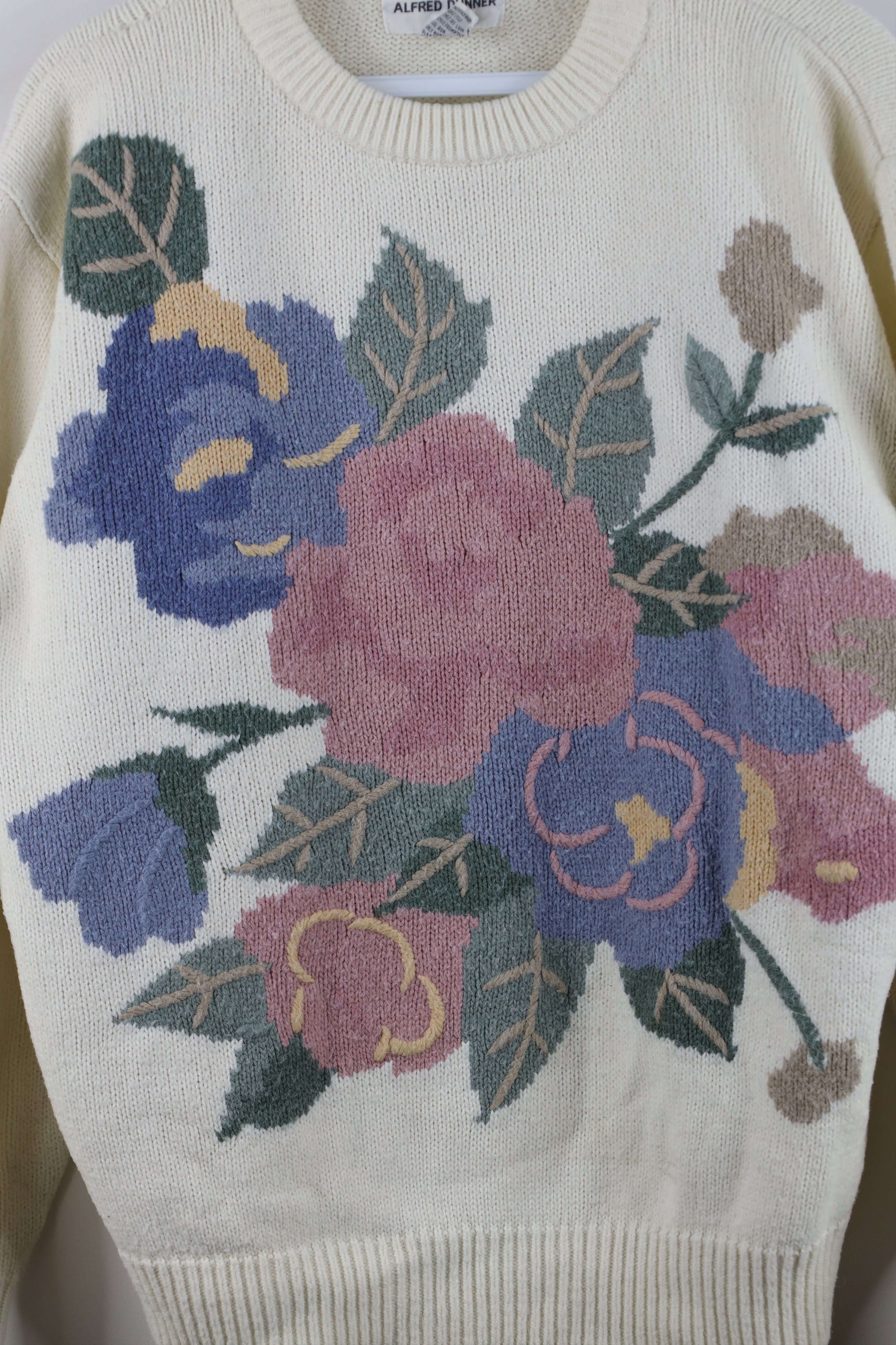 Vintage Vintage 90s Streetwear Flower Floral Knit Crewneck Sweater Size L / US 10 / IT 46 - 4 Thumbnail