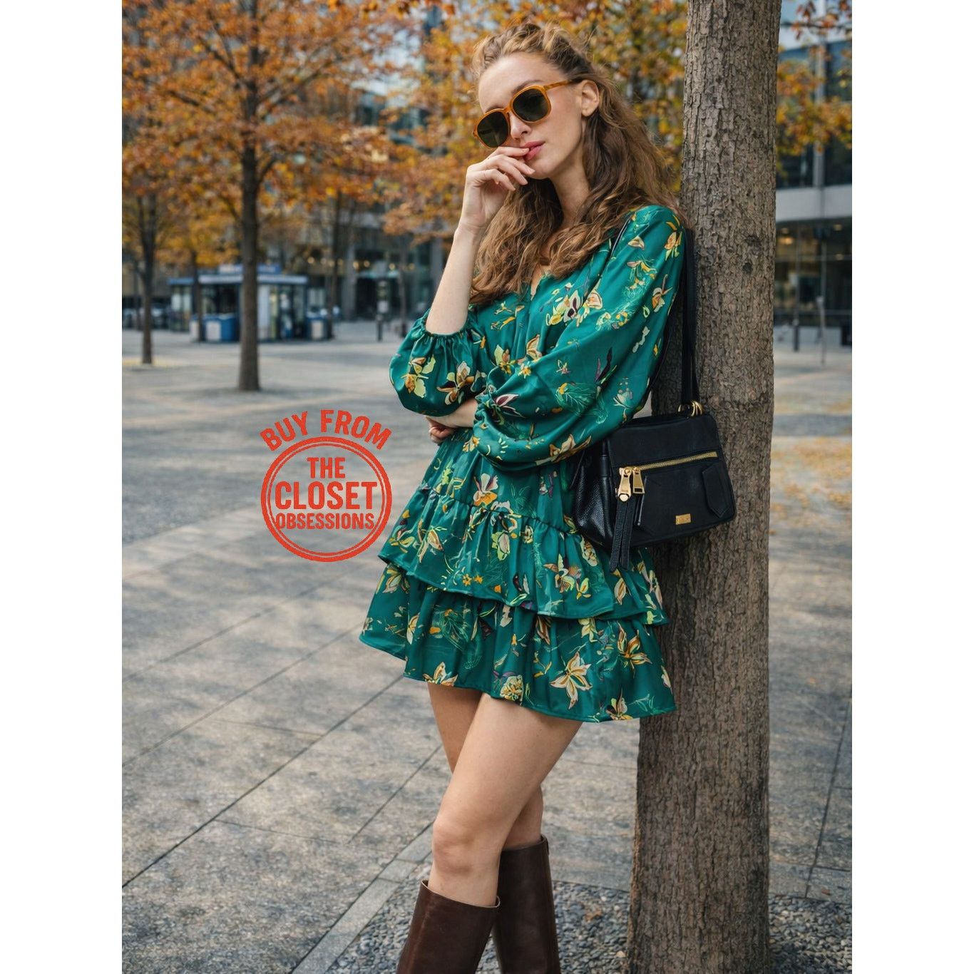 ZARA Green Satin V-Neck Mini Dress NWT (S, M)