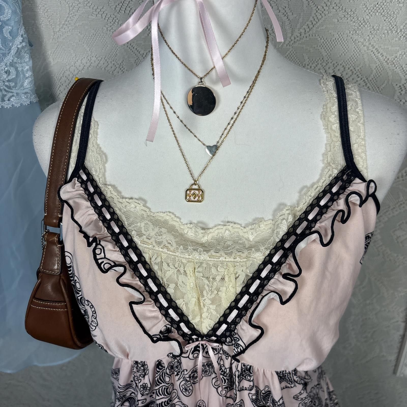Other vintage pink lace coquette tank top Size XL / US 12-14 / IT 48-50 - 4 Thumbnail
