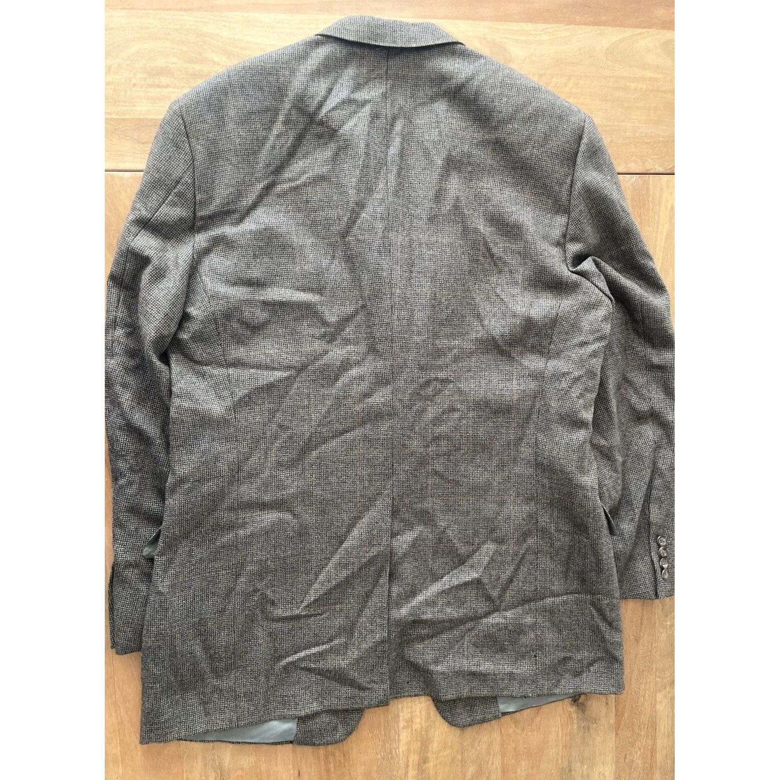Vintage Hickey Freeman Blazer Sport Coat Mens 44L Plaid Wool Alpaca Gray Notch Long Single-Breasted Two-Button Jacket Size 44R - 2 Thumbnail