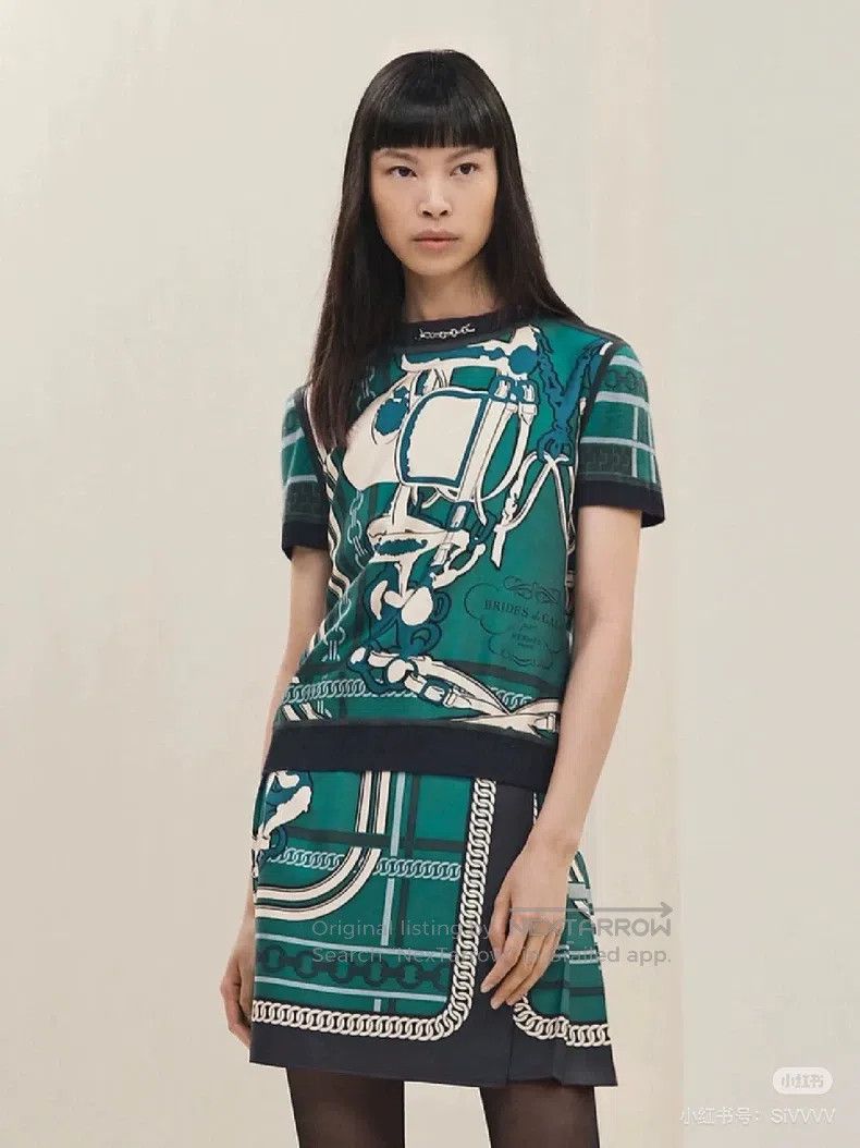 Hermes Hermes Green printed T-shirt Size XS / US 0-2 / IT 36-38 - 9 Thumbnail