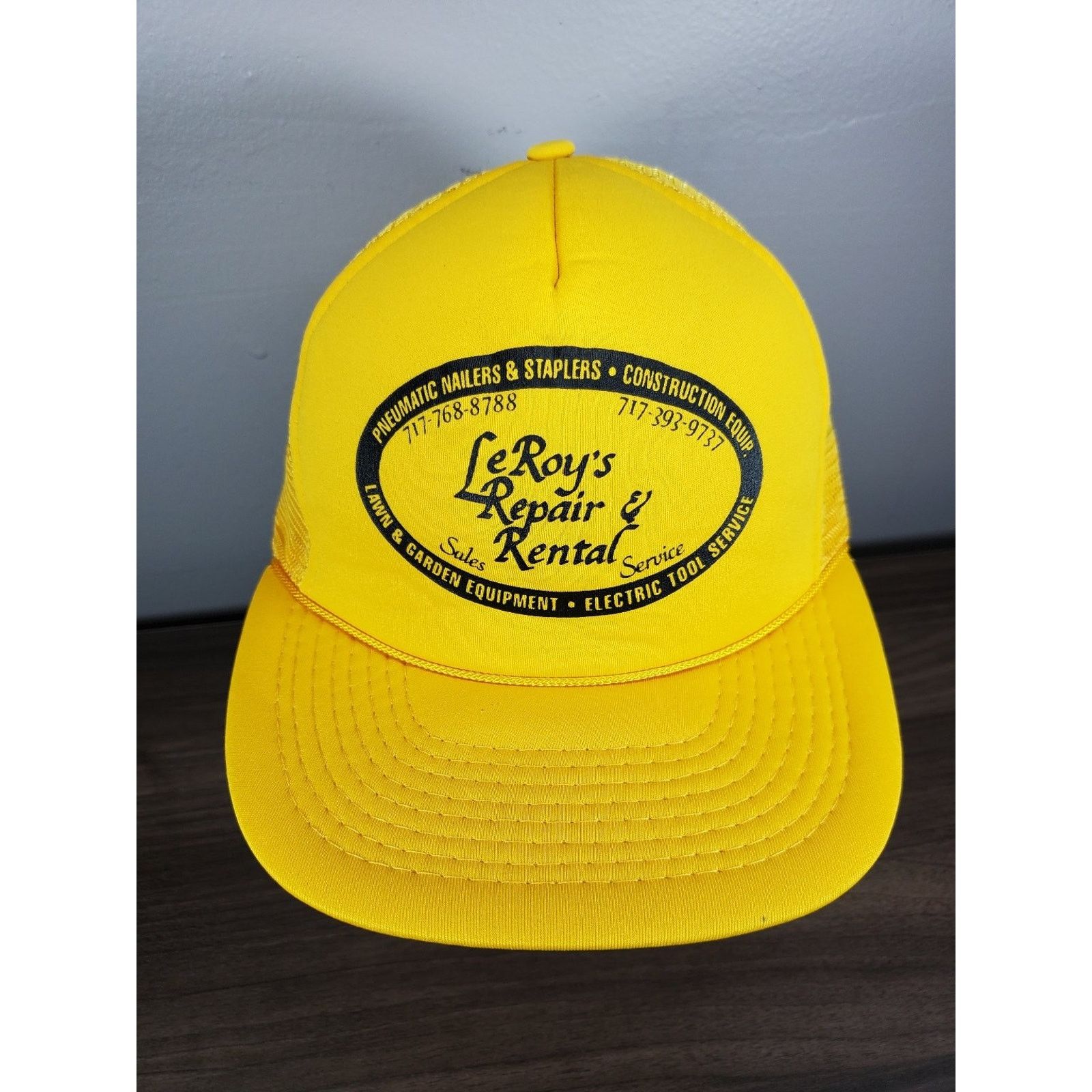 Vintage LeRoy's Repair & Rental Mesh Trucker Hat Yellow Snapback Cap Size ONE SIZE - 1 Thumbnail