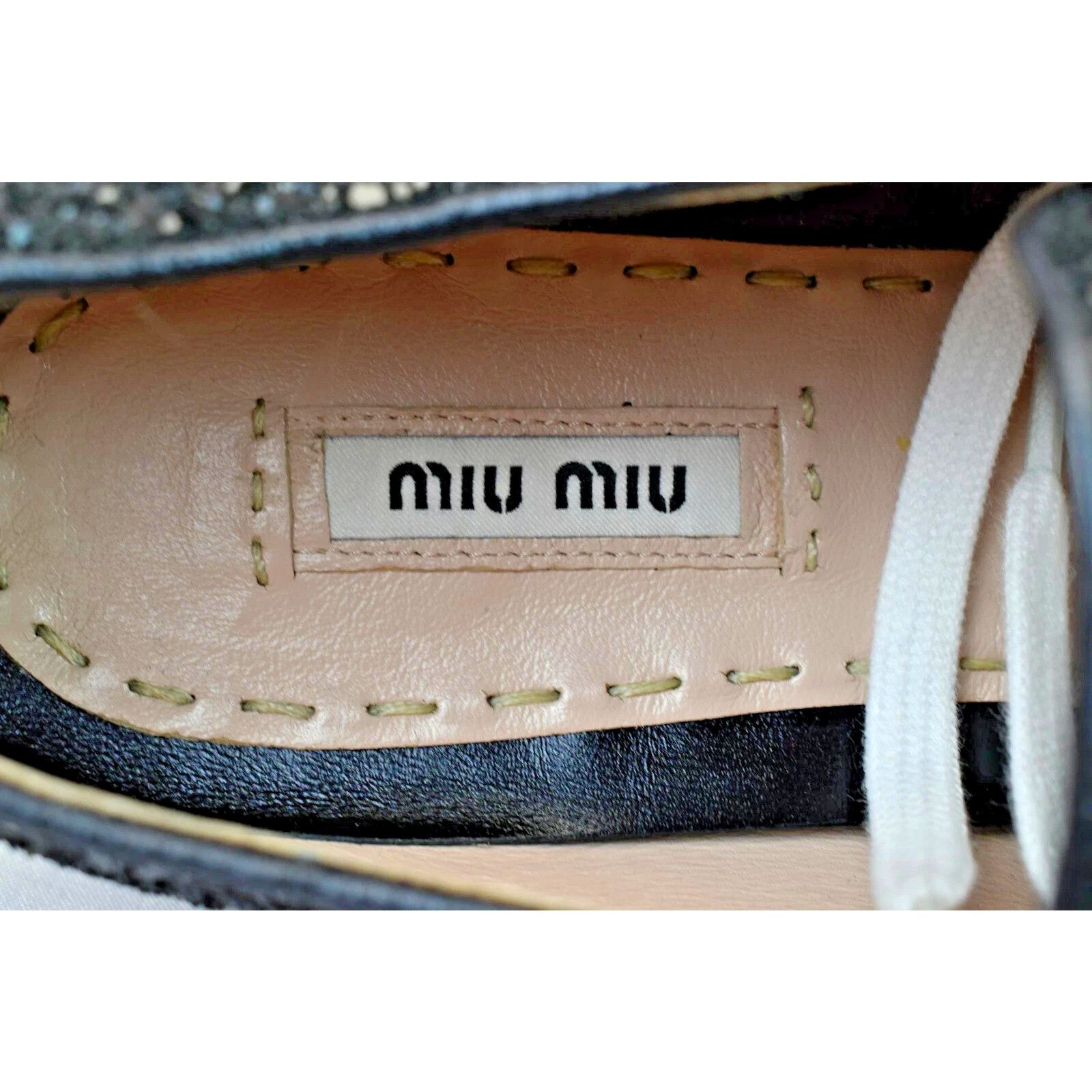 Miu Miu MIU MIU PRADA 5E899 BLACK GLITTER METAL LOGO SNEAKERS 41 ITA Size US 11 / IT 41 - 7 Thumbnail