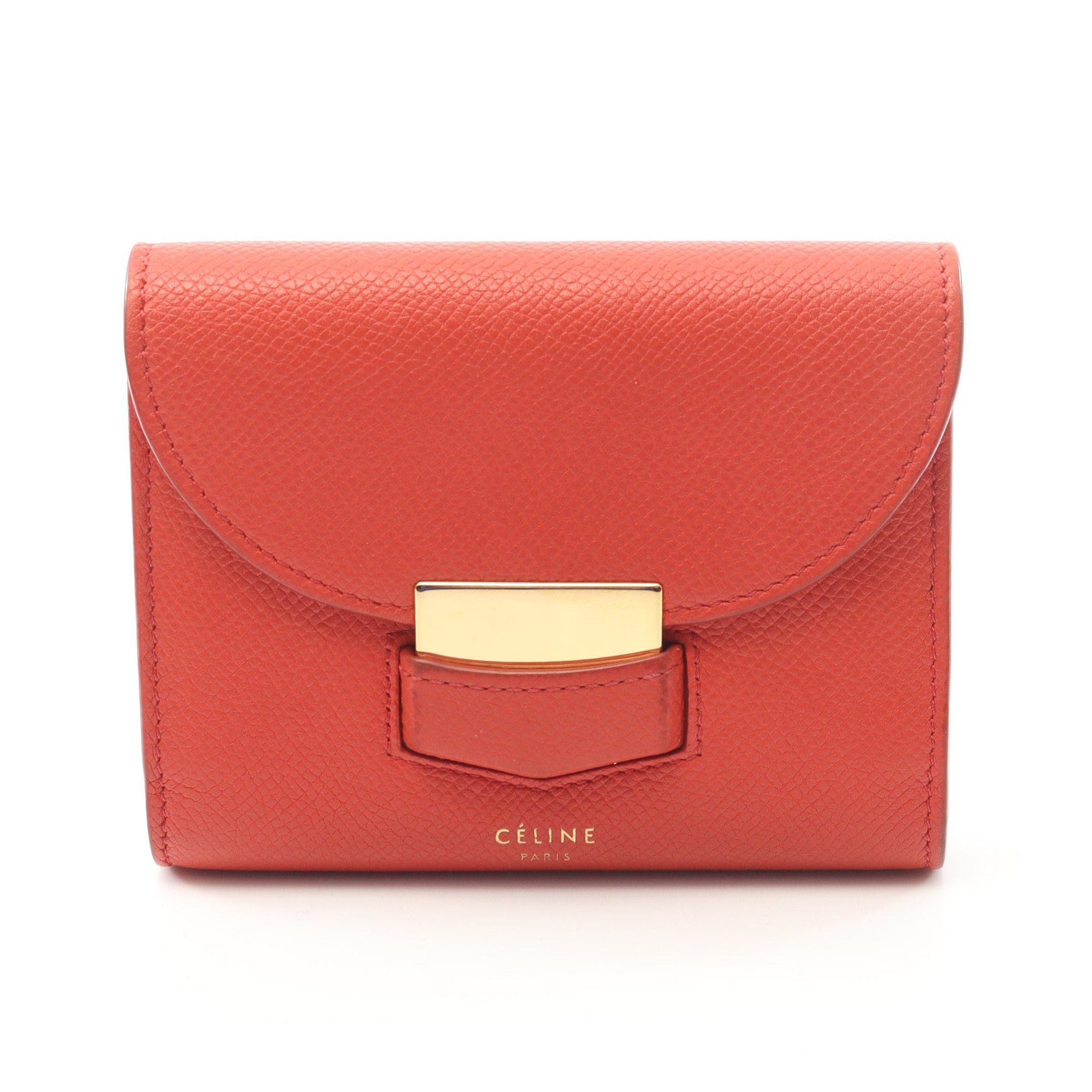 Celine Celine Trotter Mini Bi-Fold Wallet Coin Purse Leather Red Size ONE SIZE - 1 Thumbnail