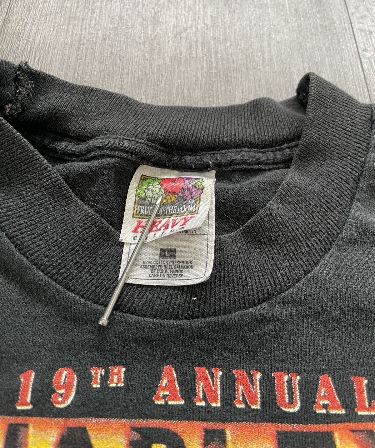 Harley Davidson Vintage “Harley Davidson Rendezvous” Biker T-shirt (Sz. L) Size US L / EU 52-54 / 3 - 4 Thumbnail