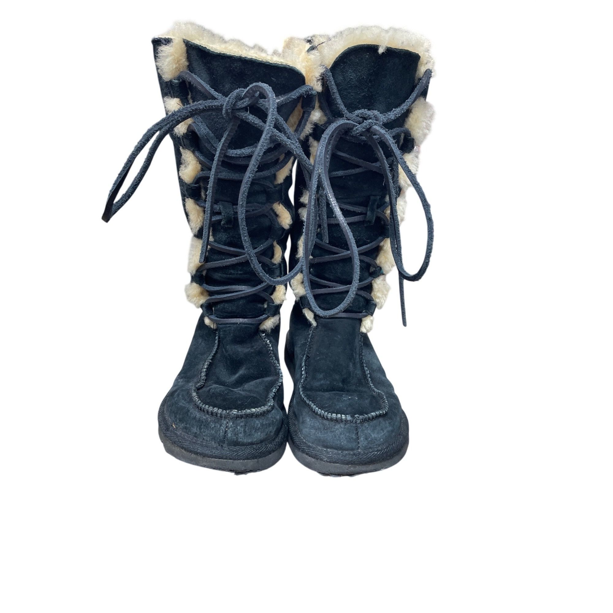 Other Ugg womans Black leather sheepskin lined Midcalf Winter Boot Size US 6 / IT 36 - 9 Thumbnail
