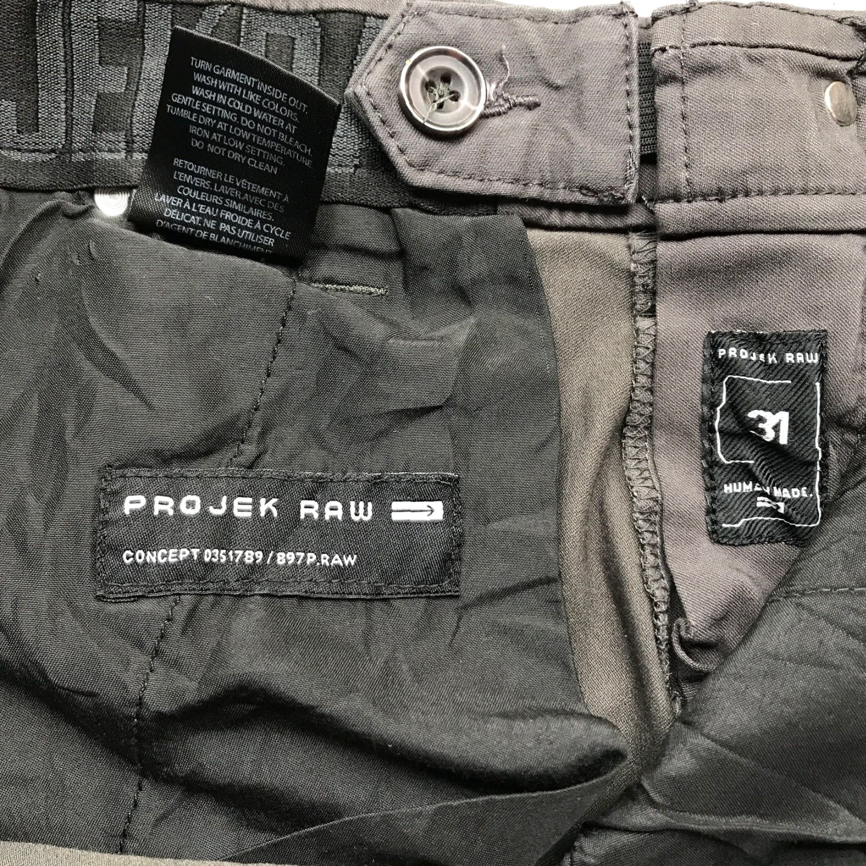 Doublet Projek Raw Chino Pants Mens 31x28 Double Knee Skinny Gray Casual Size US 31 - 3 Thumbnail