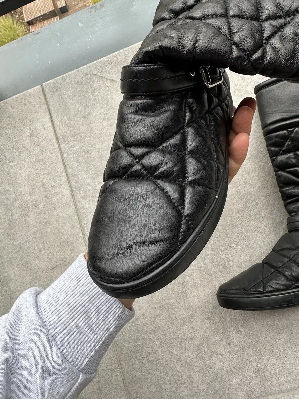 Dior CD Christian DIOR vintage women soft leather QUILTED BOOTS Size US 7.5 / IT 37.5 - 14 Thumbnail