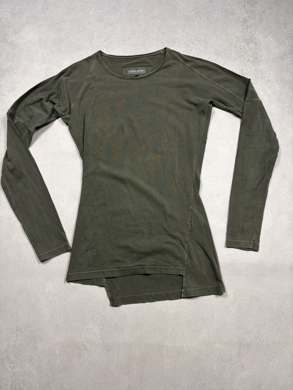 Preach Preach Asymmetrical Long Sleeve Olive Green Top Avant Garde Size M / US 6-8 / IT 42-44 - 2 Thumbnail