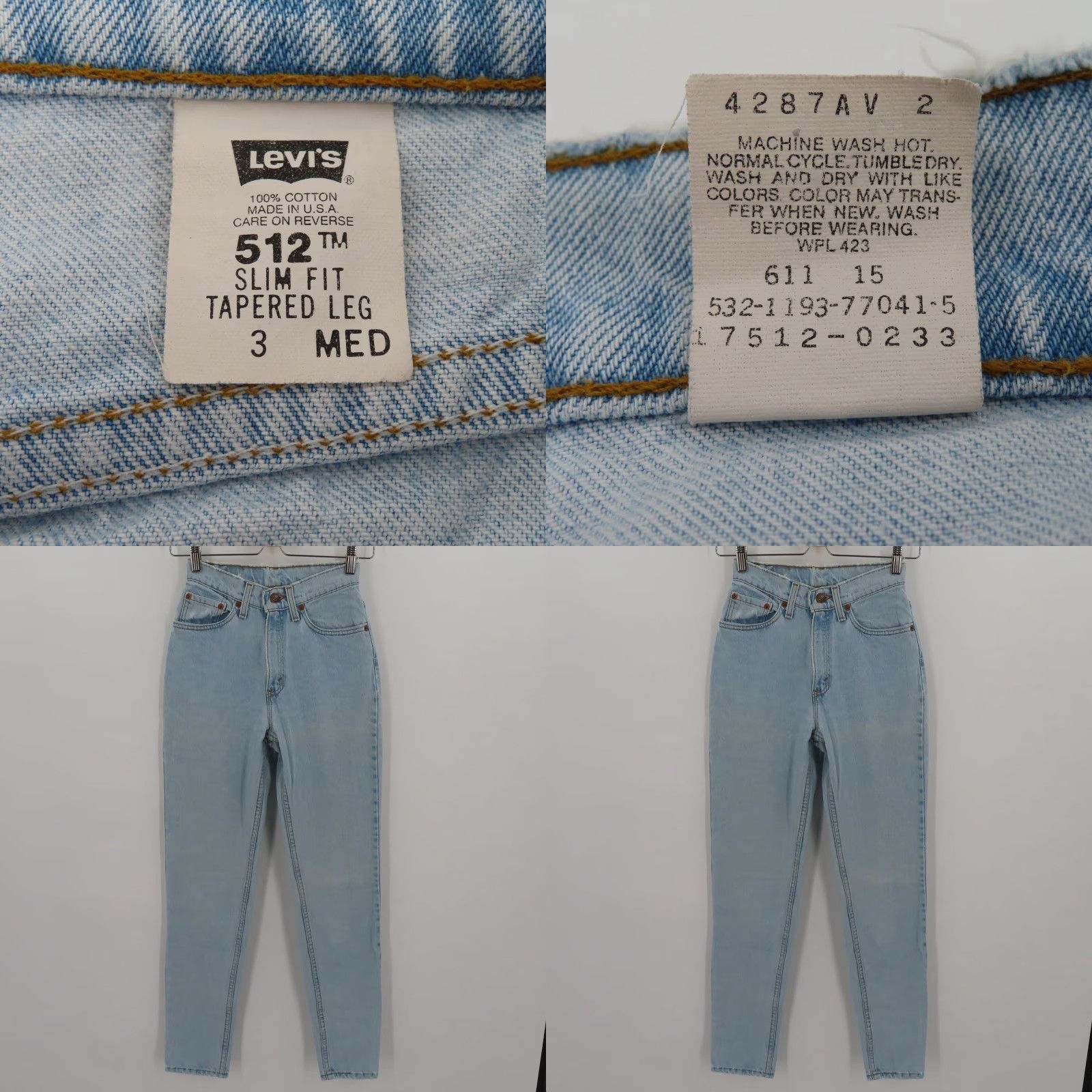Levi's VTG Levi's 512 Jeans Slim Tapered 3 Juniors Light Blue Wash Denim 90s Women Size 26" / US 2 / IT 38 - 9 Thumbnail