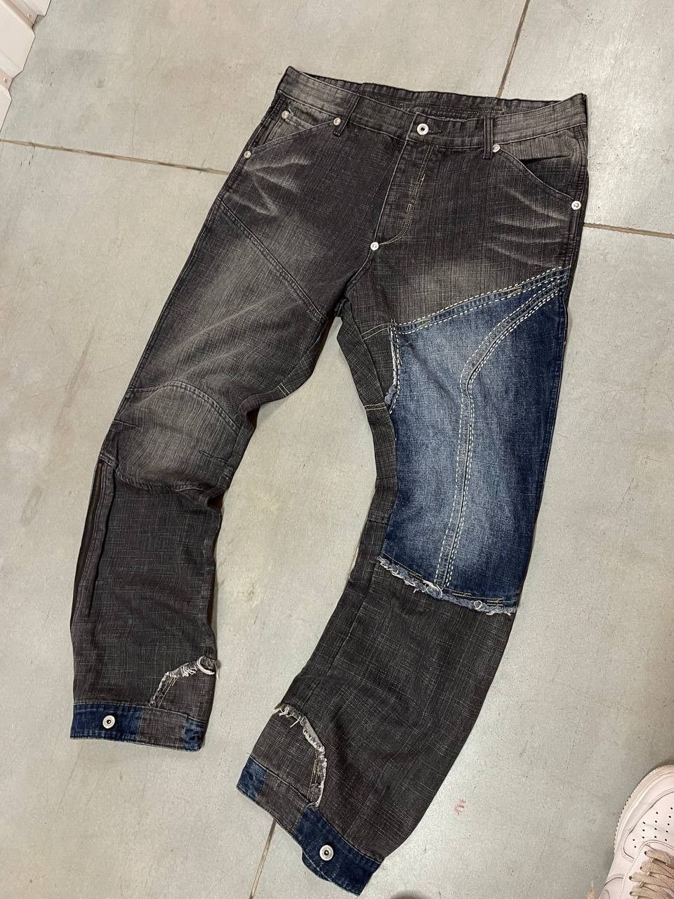 Japanese Brand Patchwork Vintage Japanese Brand Zipped Jeans Rare Design Size US 38 / EU 54 - 2 Thumbnail