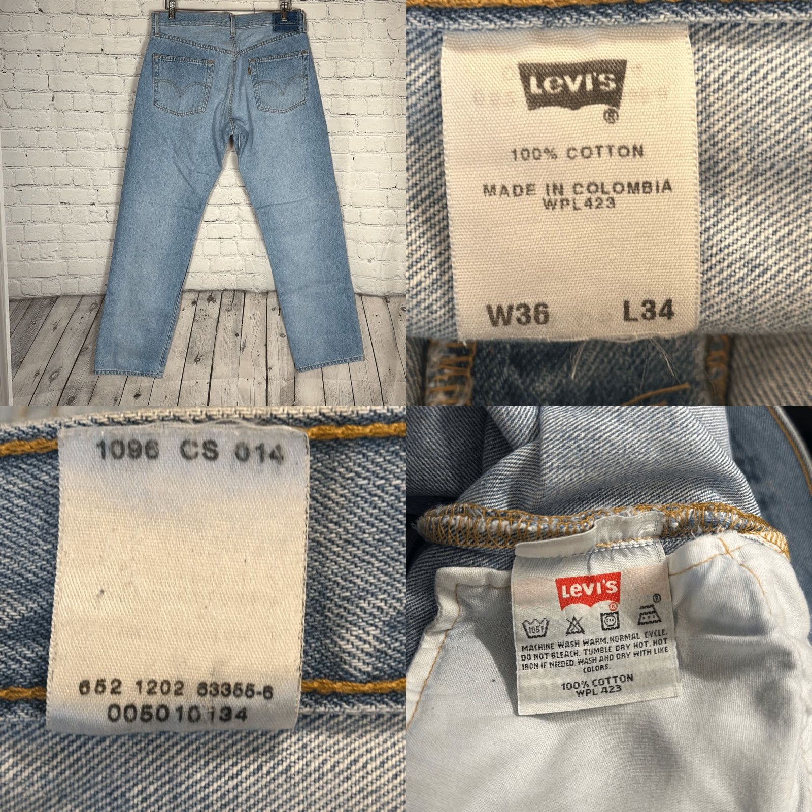 Levi's VINTAGE Levi’s 501 Jeans Men's Straight W36 L34 Light Wash Blue Button Fly 90s Mens Jeans Styles: Straight 501 Levis 501 Size US 36 / EU 52 - 8 Thumbnail