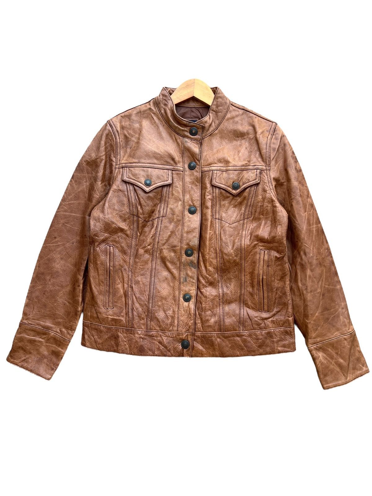 Gap Gap Brown Leather Jacket Size US S / EU 44-46 / 1 - 1 Thumbnail