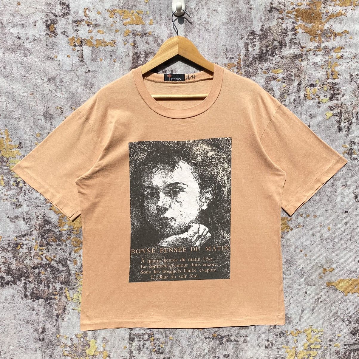 Kenzo Rare! Vintage Kenzo Bonne Pensee Du Matin Wording Art Shirt Size US L / EU 52-54 / 3 - 1 Thumbnail
