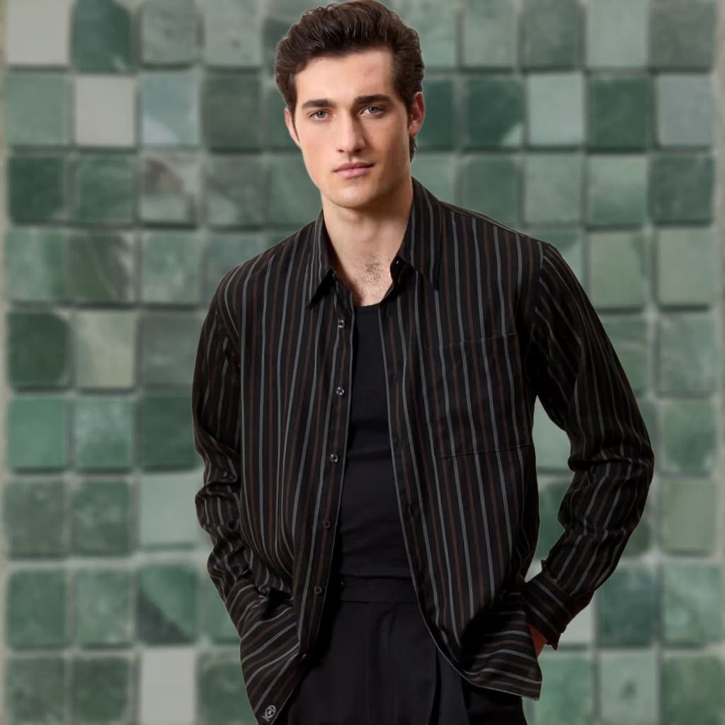 Todd Snyder Todd Snyder Rayon Big Shirt in Black Striped Men Large Designer Relaxed NWT 80 Size US L / EU 52-54 / 3 - 1 Thumbnail