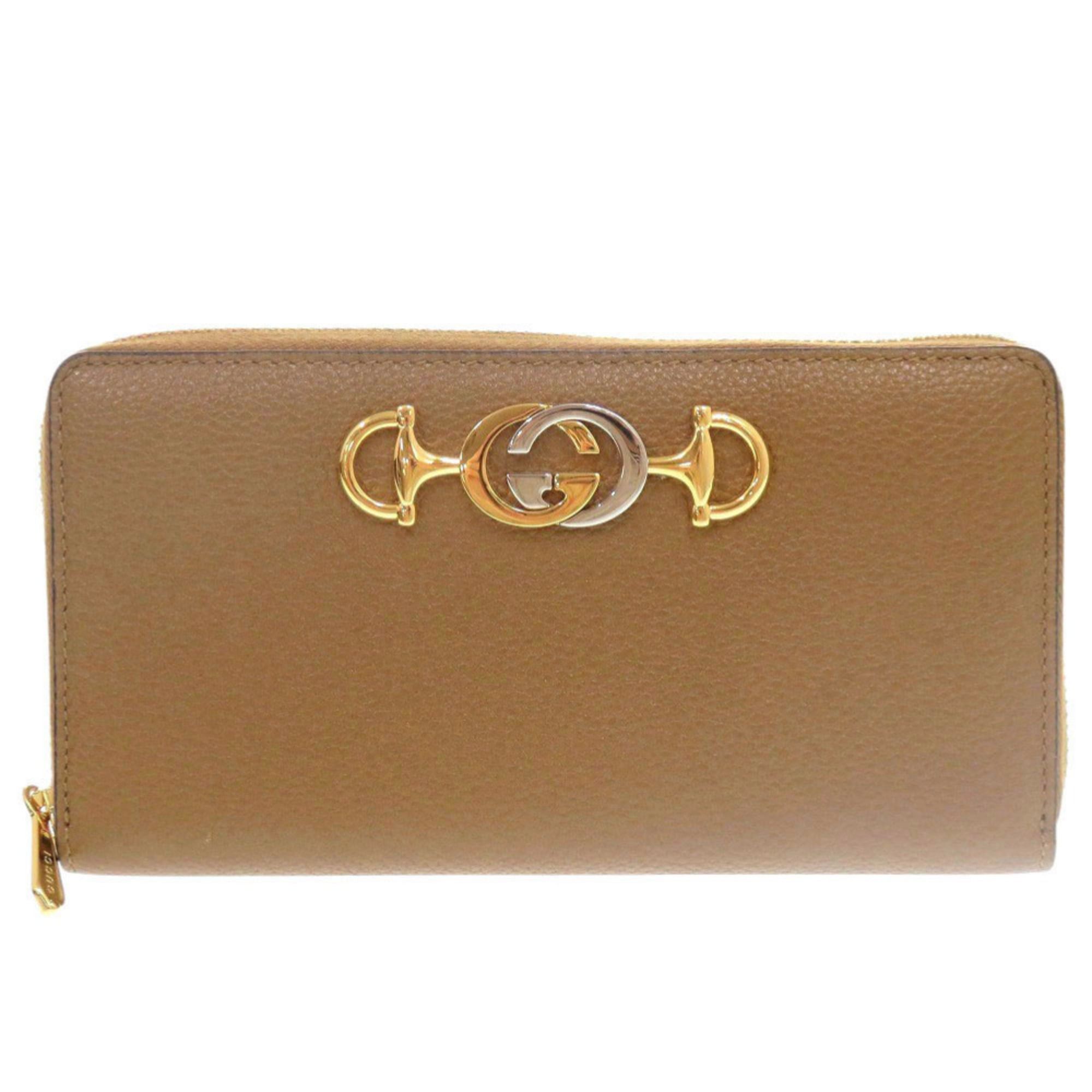 Gucci Like new Gucci Zumi 570661 leather brown round zip long wallet 0061 Size ONE SIZE - 1 Thumbnail