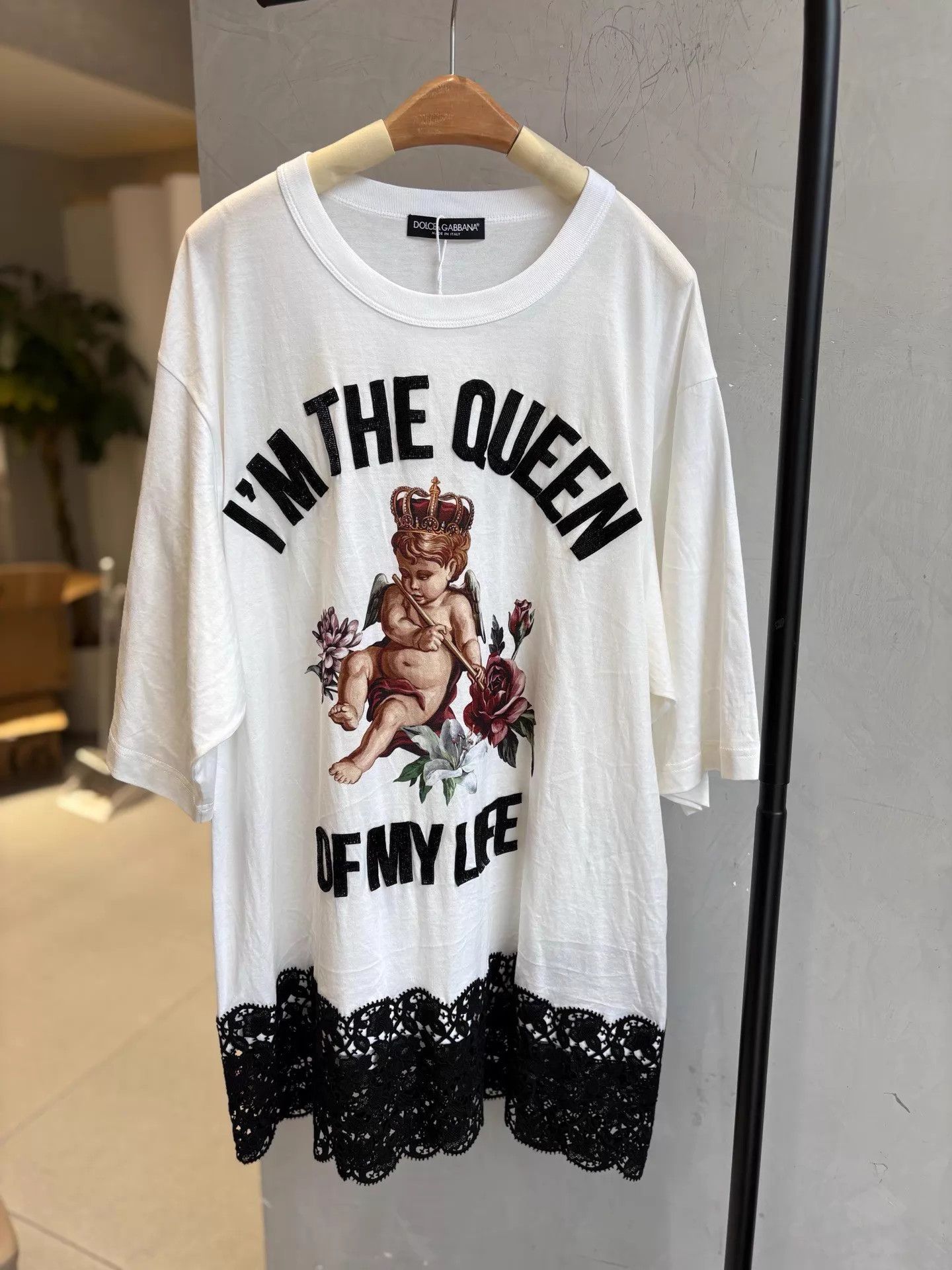 Dolce & Gabbana DG Black & White Lace Angel SS Shirt New w/Tags 42 Size M / US 6-8 / IT 42-44 - 1 Thumbnail