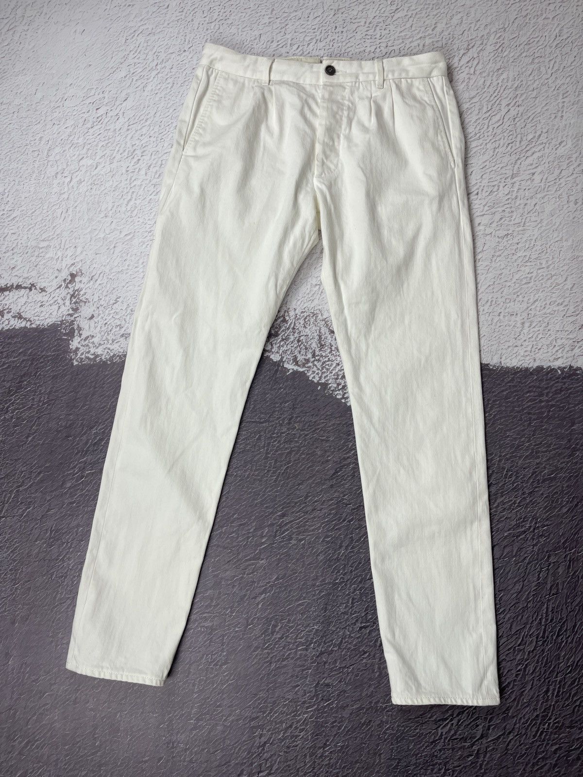 image of Fortela Pences Creamy White Chino Casual Selvedge Pants, Men's (Size 32)