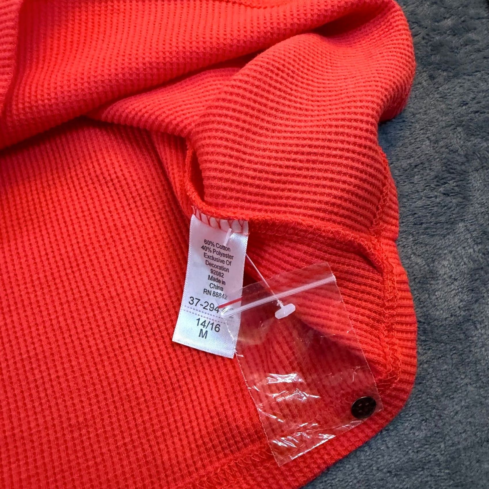 Vintage VINTAGE Woman Within Red Waffle Knit Embroidered Henley Tunic Top Womens M Red, Embroidered, Button, Henley, Tunic, Long Sleeve, Knit Size M / US 6-8 / IT 42-44 - 5 Thumbnail