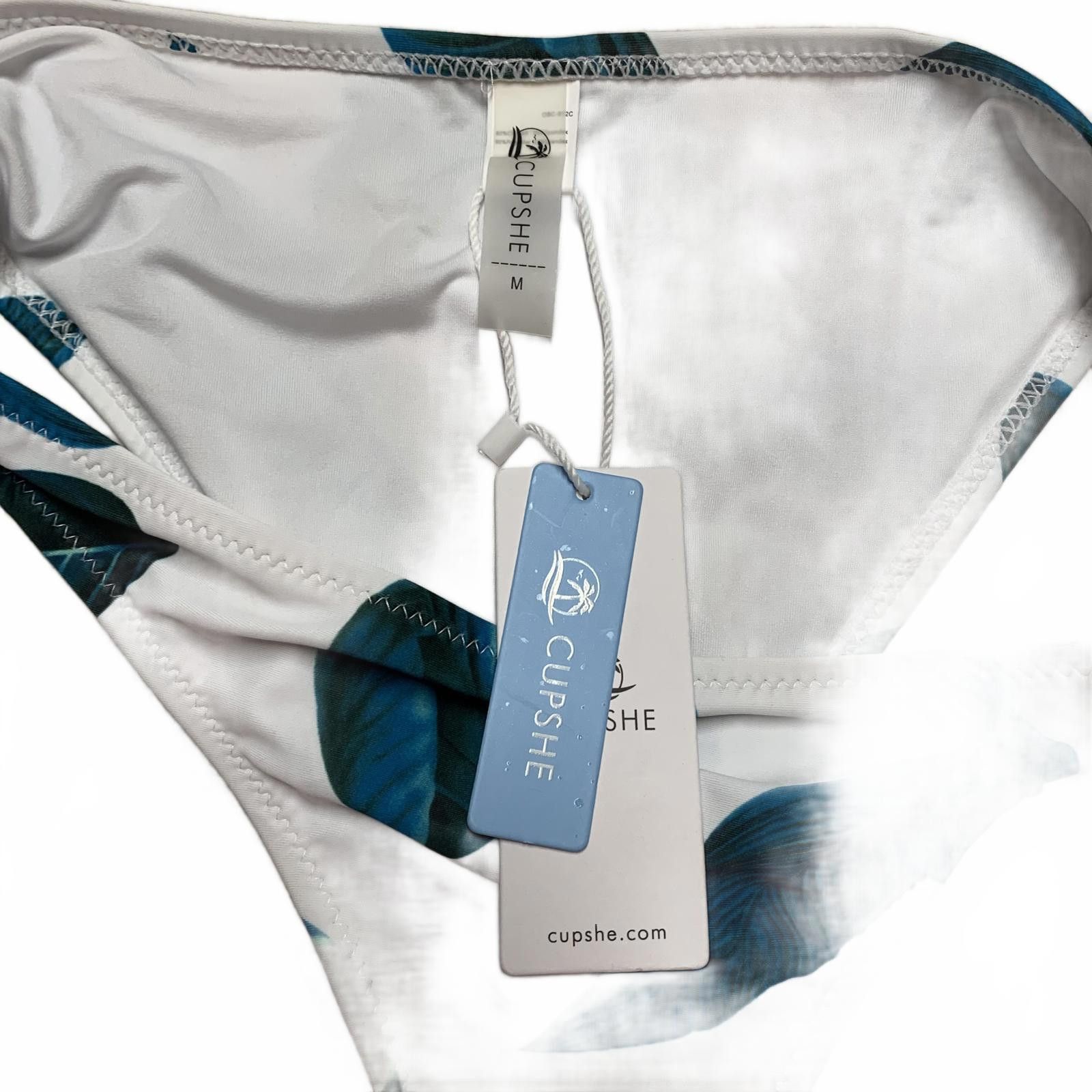 Other Cupshe Women's Size M Bikini Bottoms with Blue Leaf Print Size ONE SIZE - 4 Thumbnail