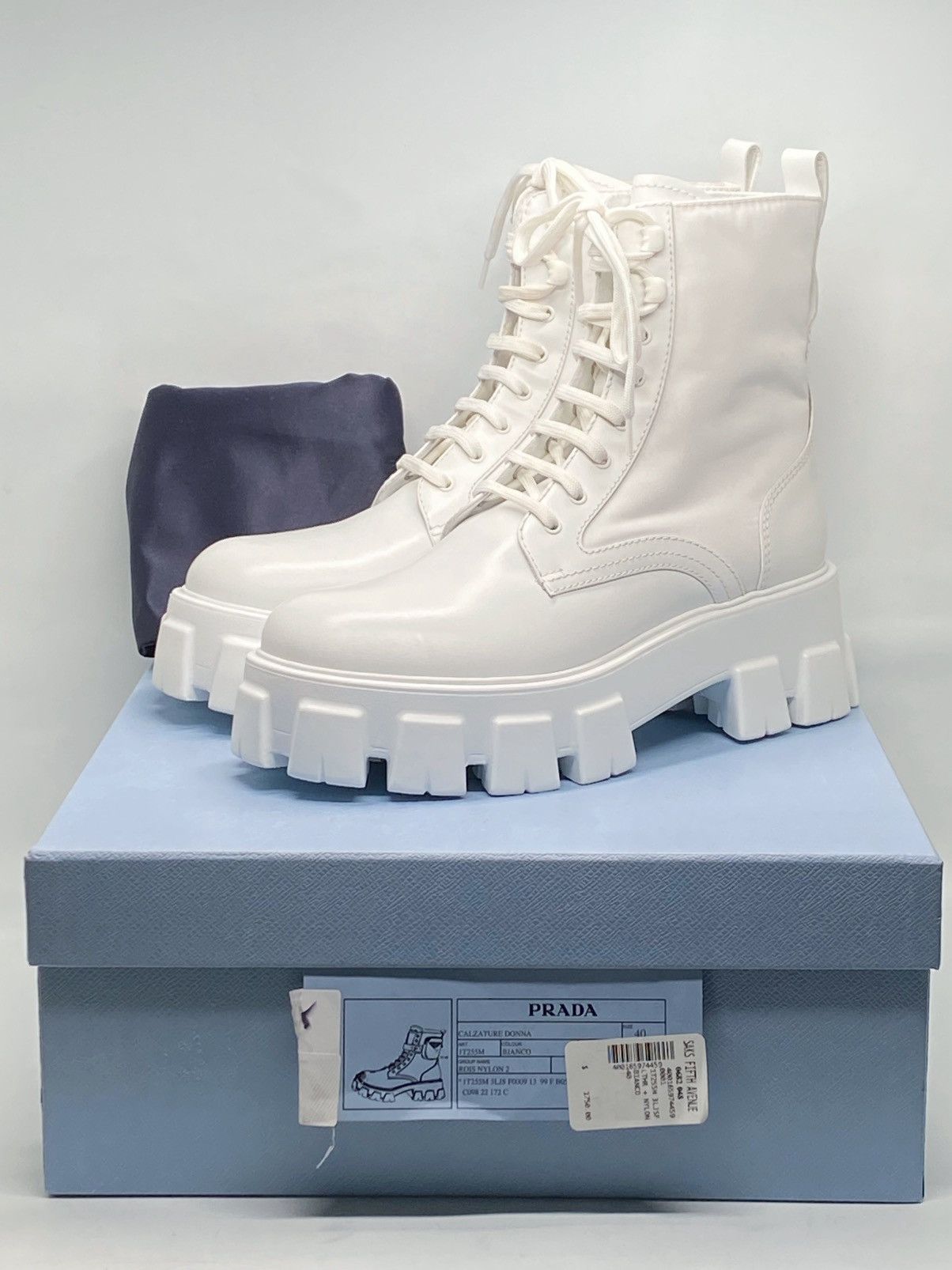 Prada Prada Monolith Leather & Nylon Lug Sole Combat boots size 40 Size US 10 / IT 40 - 11 Thumbnail