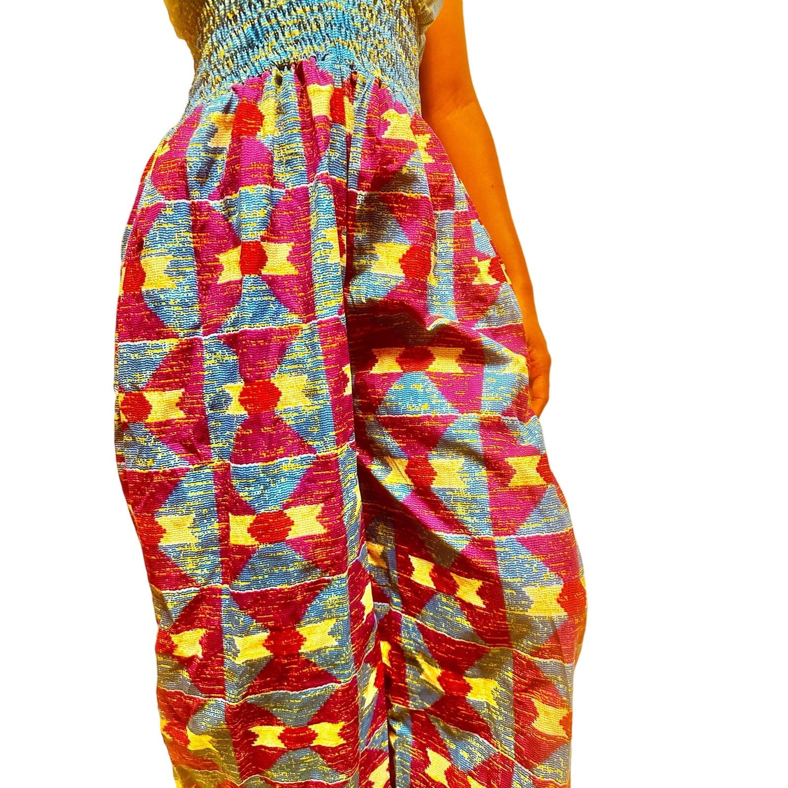 Other blue multi colored halter african print flowy jumpsuit Size 30" / US 8 / IT 44 - 4 Thumbnail
