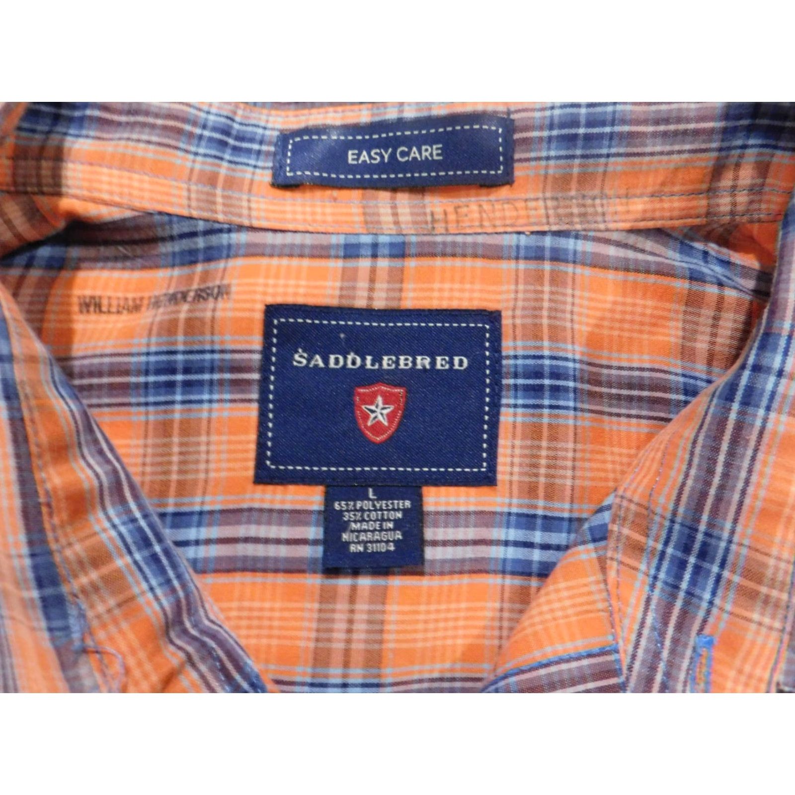 Vintage Saddlebred Shirt Button-Up Plaid Orange Large Easy Care Mens Size US L / EU 52-54 / 3 - 4 Thumbnail