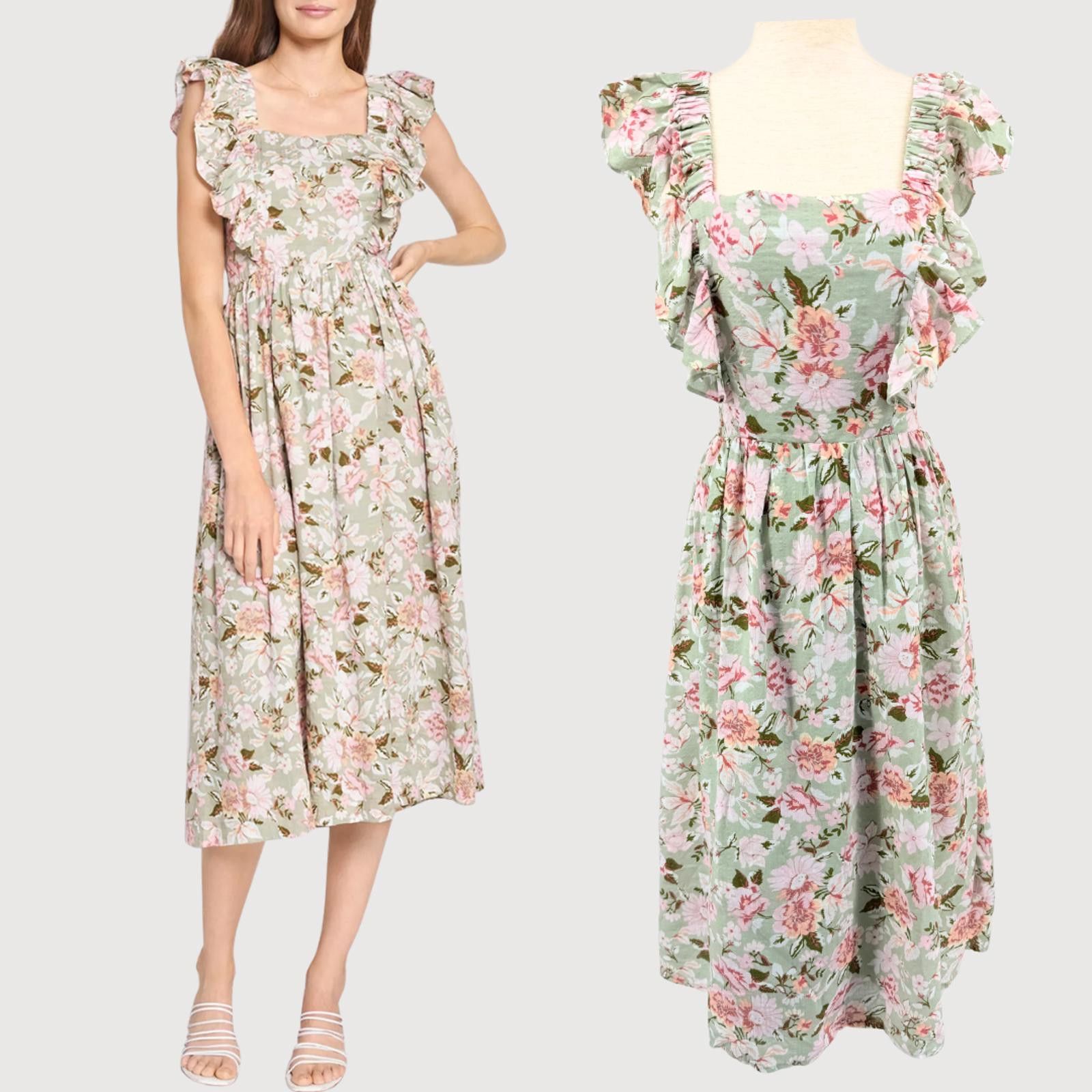 Other En Saison Dress Maris Floral Midi Sage Ruffle S Size S / US 4 / IT 40 - 1 Thumbnail