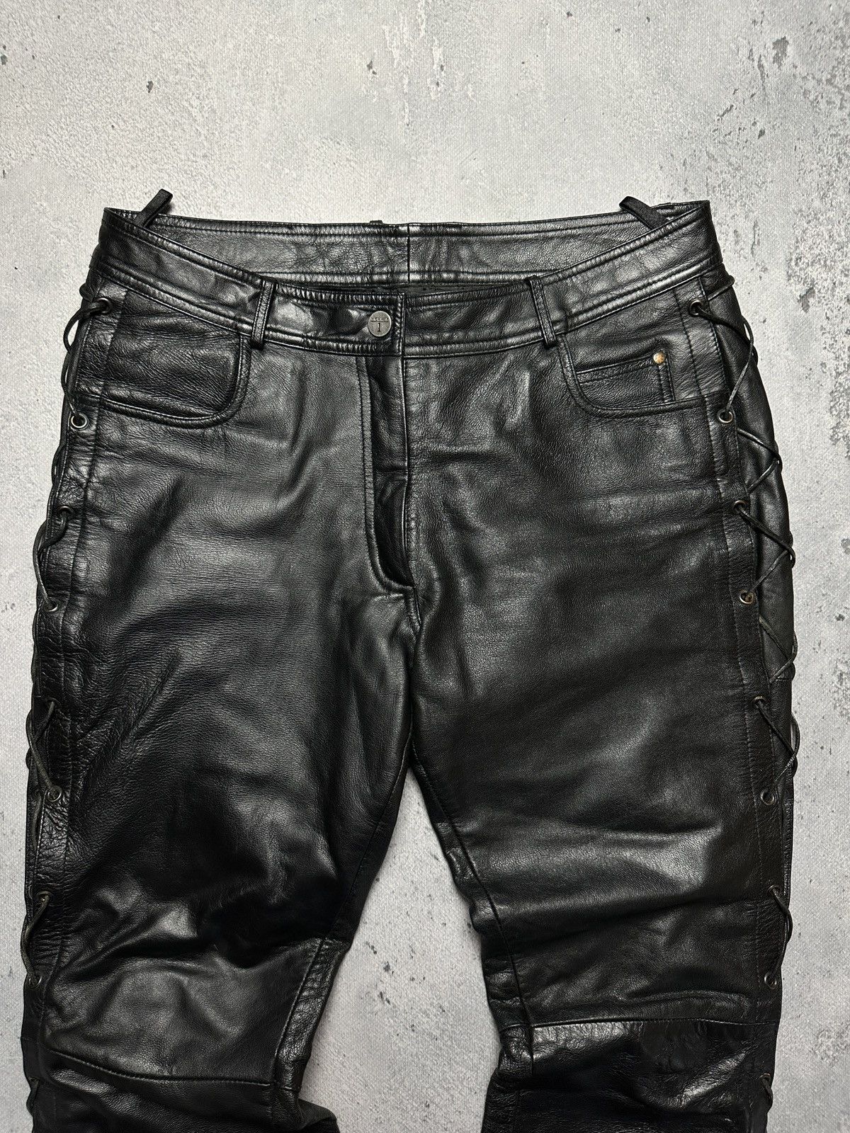Genuine Leather Genuine Real Leather Highway 1 Pant Vintage Rock Punk Racing Size US 33 - 4 Thumbnail