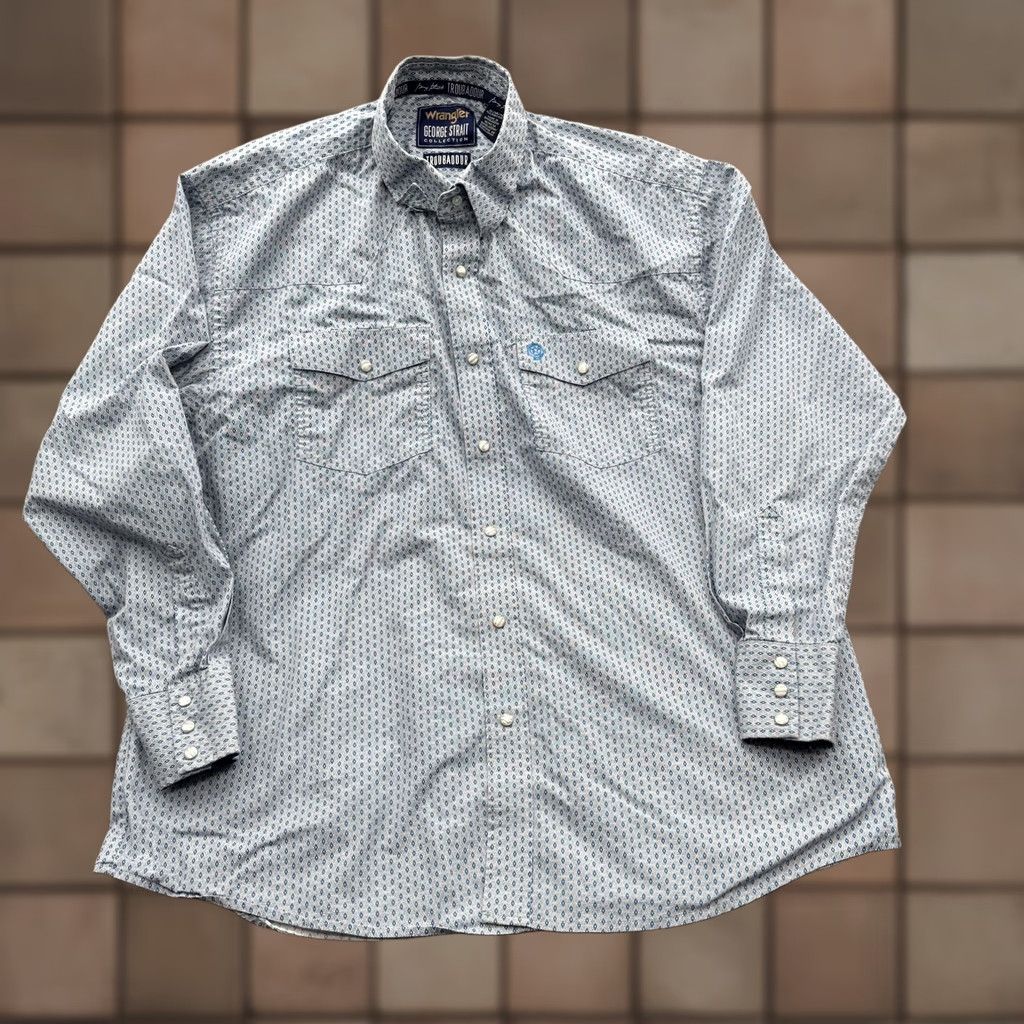 Wrangler VINTAGE Wrangler George Strait Shirt Mens XL Blue Geometric Western Snap Long Sleeve Size US XL / EU 56 / 4 - 1 Thumbnail