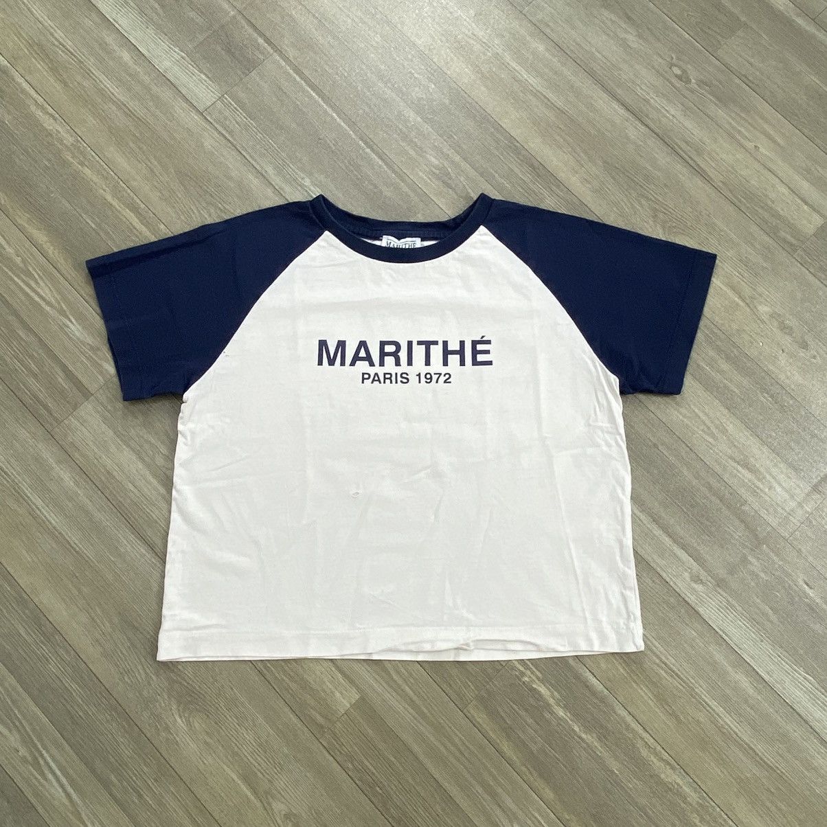 Marithe + Francois Girbaud Vintage Marithe Francois Girbaud Women Two Tone Cropped Tee Size M / US 6-8 / IT 42-44 - 1 Thumbnail
