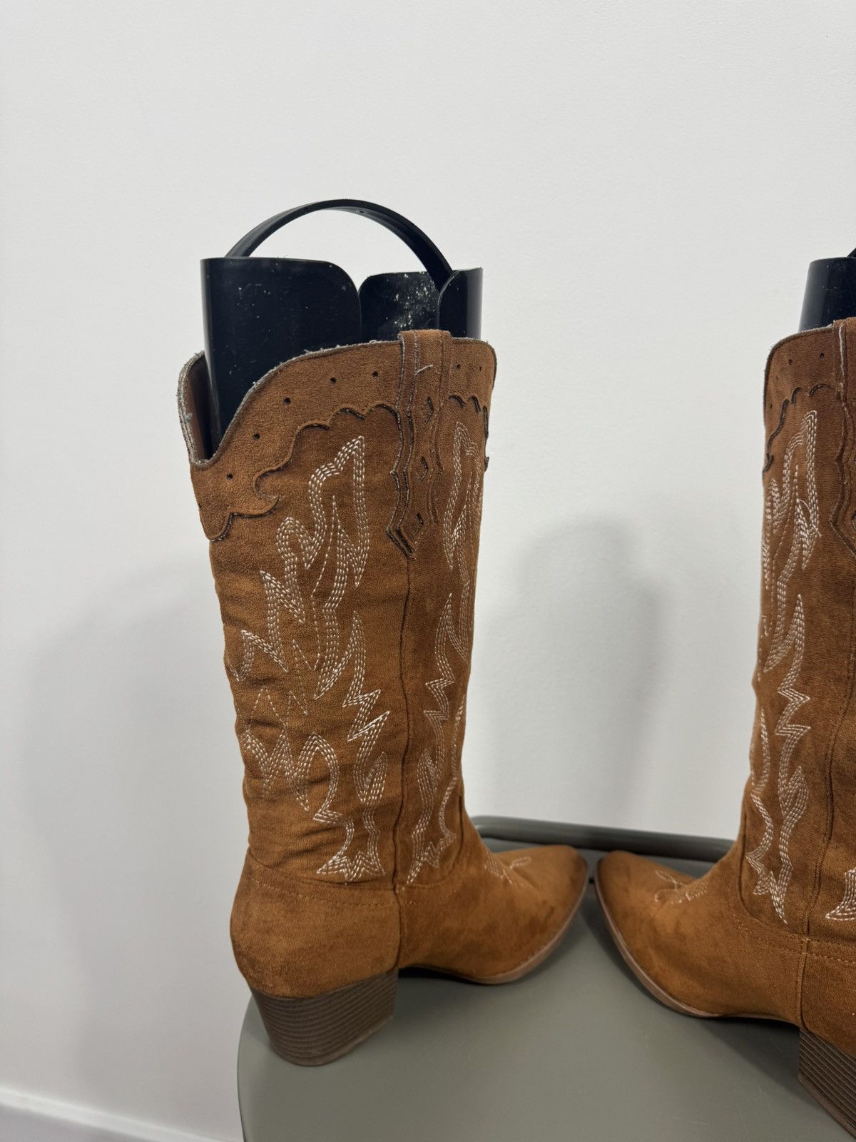 Other Women Western Cowboy Boots Brown Suede Mid Calf Heel EU 37 Size US 6 / IT 36 - 10 Thumbnail