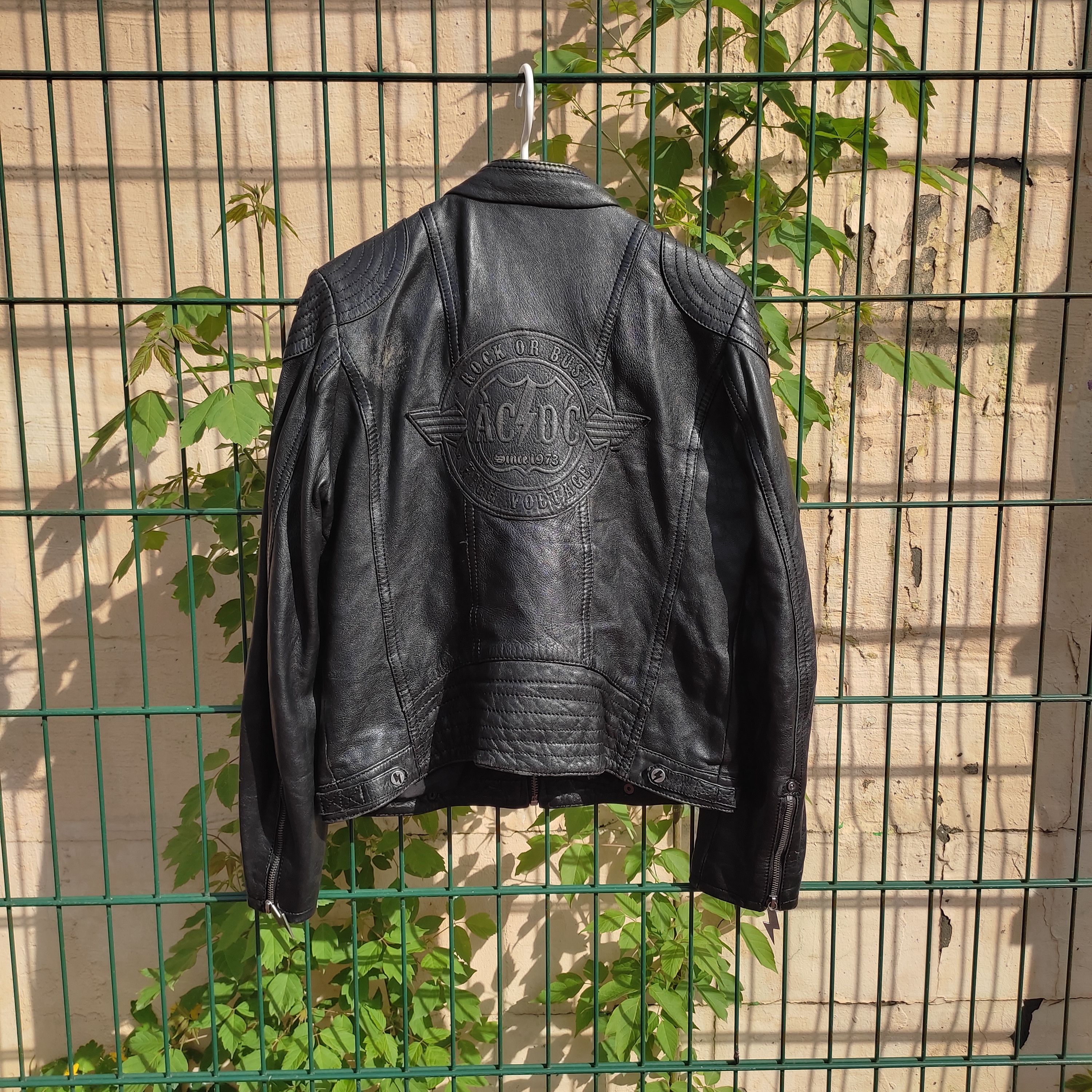 image of Acdc x Avant Garde Emp Signature Collection" Leather Biker Jacket By Ac/dc in Black, Women's (Size 