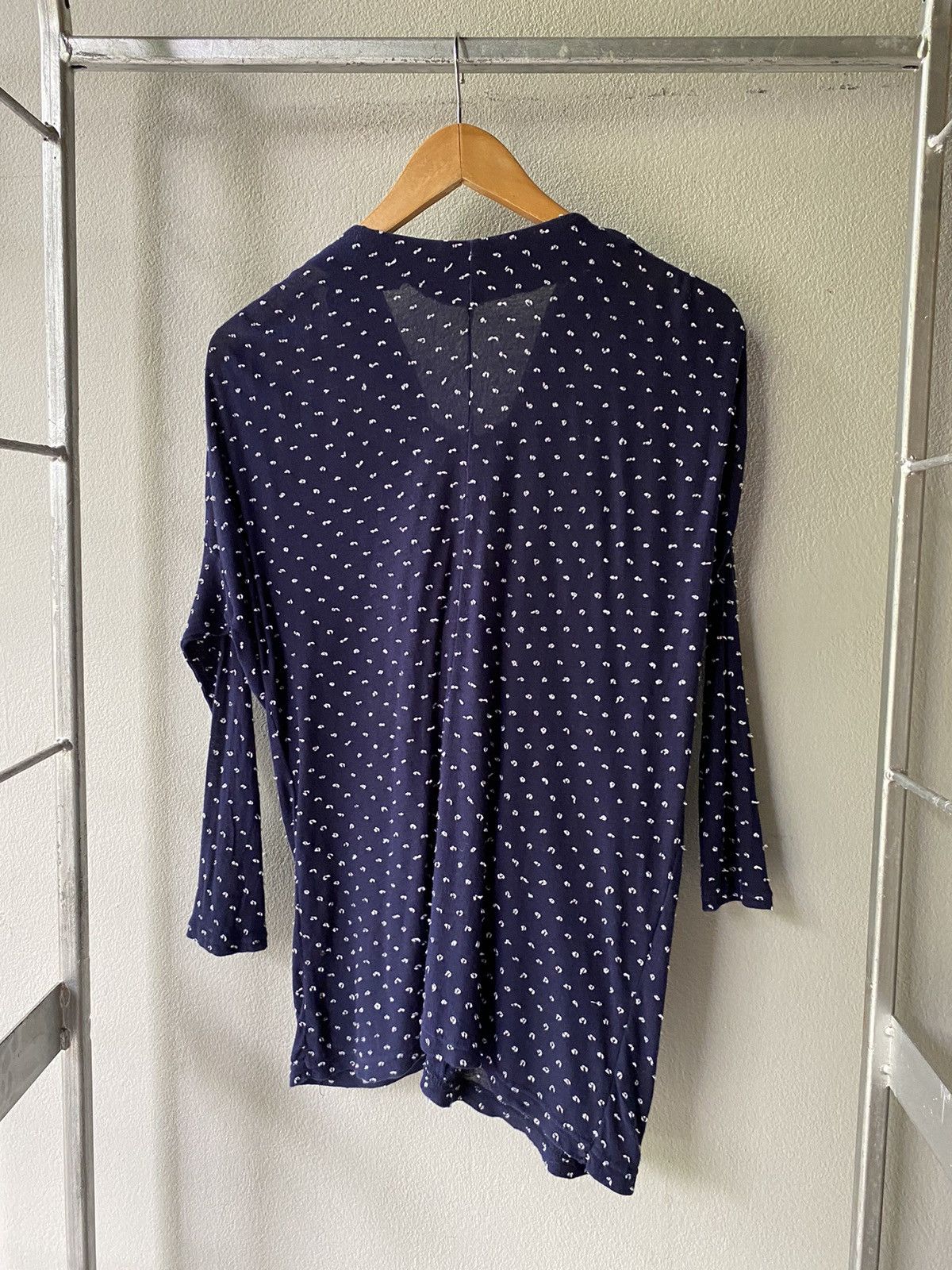 Tsumori Chisato TSUMORI CHISATO Navy Knot-Front Dotted Blouse Size M / US 6-8 / IT 42-44 - 2 Thumbnail