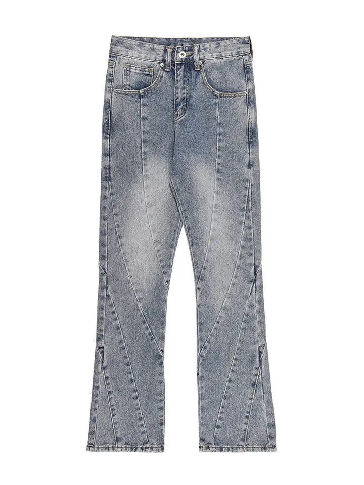 Japanese Brand × Vintage Spliced Flared Pants Mens Washed Distressed Denim Pants Size US 32 / EU 48 - 3 Thumbnail