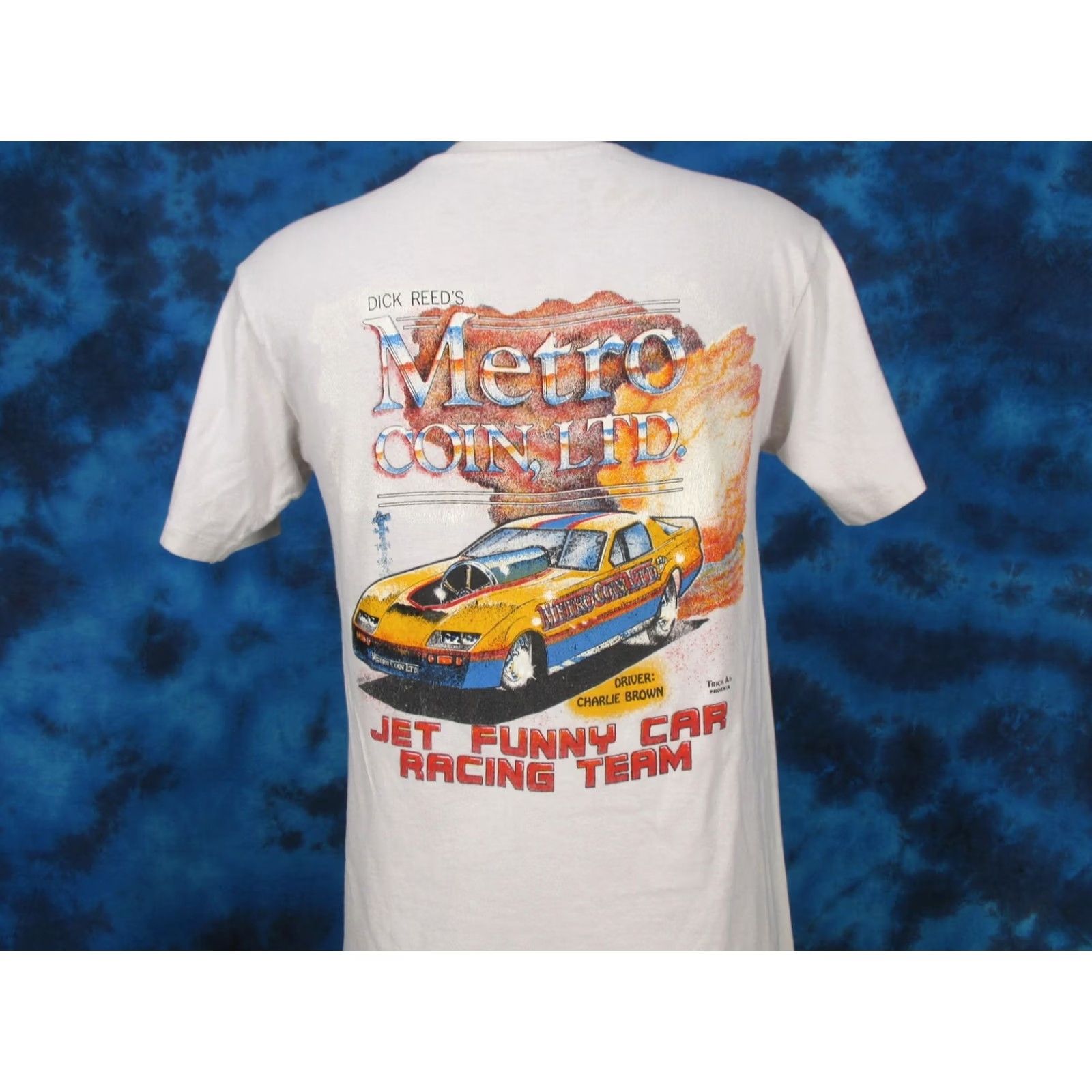 Vintage vtg 80s DICK REED METRO COIN JET FUNNY CAR RACING FADED 2-SIDED T-Shirt S/M thin Size US S / EU 44-46 / 1 - 3 Thumbnail