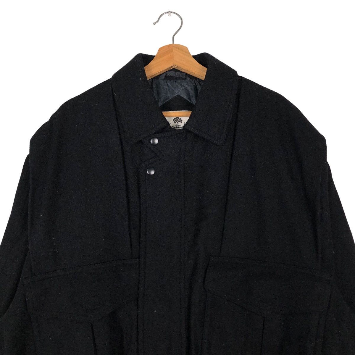 Issey Miyake 🔥Rich Black - Vintage Wool Biker Jacket Wood Heaven Japan Size US L / EU 52-54 / 3 - 3 Thumbnail