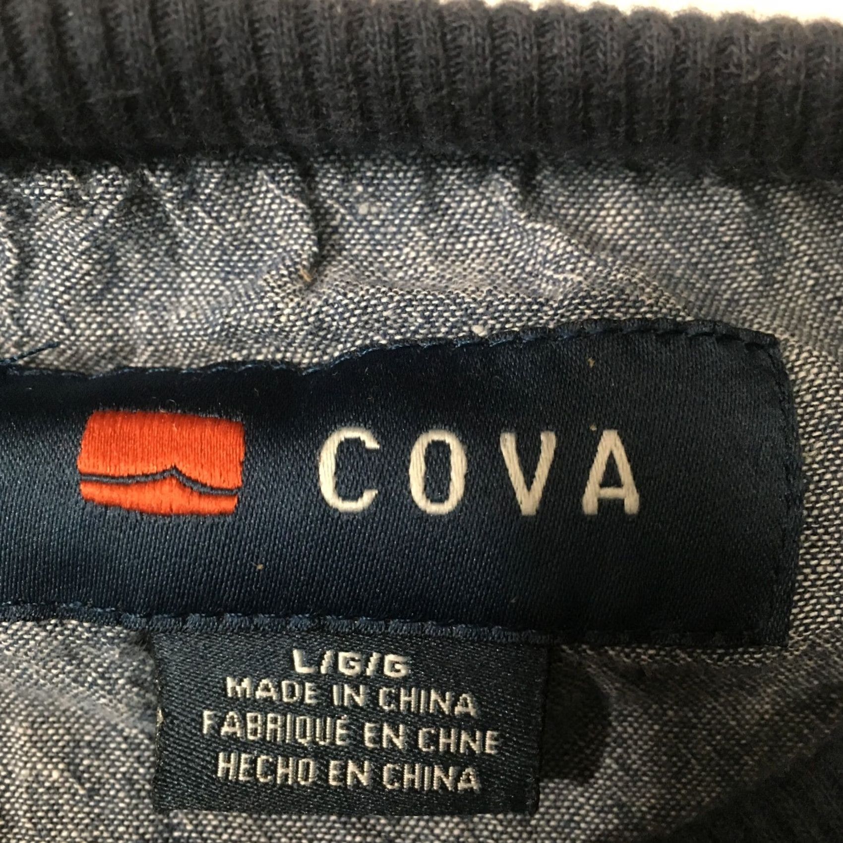 Vintage COVA Sweatshirt Mens L Navy Waffle Knit Pullover Crewneck Thermal Logo Heavyweight Classic Regular Knit Size US L / EU 52-54 / 3 - 3 Thumbnail