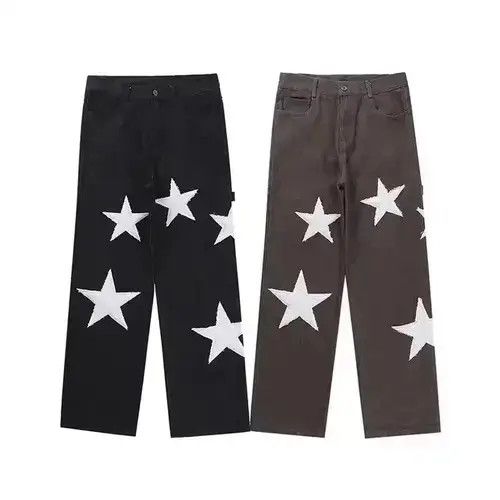 Other Embroidered Star Patchwork Black Carpenter Y2K Pants Size US 32 / EU 48 - 3 Thumbnail