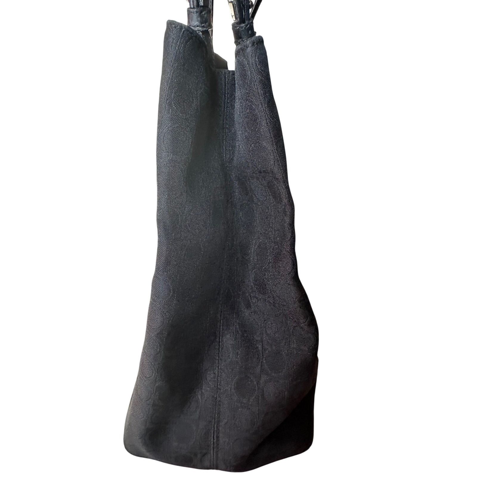 Salvatore Ferragamo Salvatore Ferragamo Black Gancini Canvas w Leather Tote Bag Size ONE SIZE - 4 Thumbnail